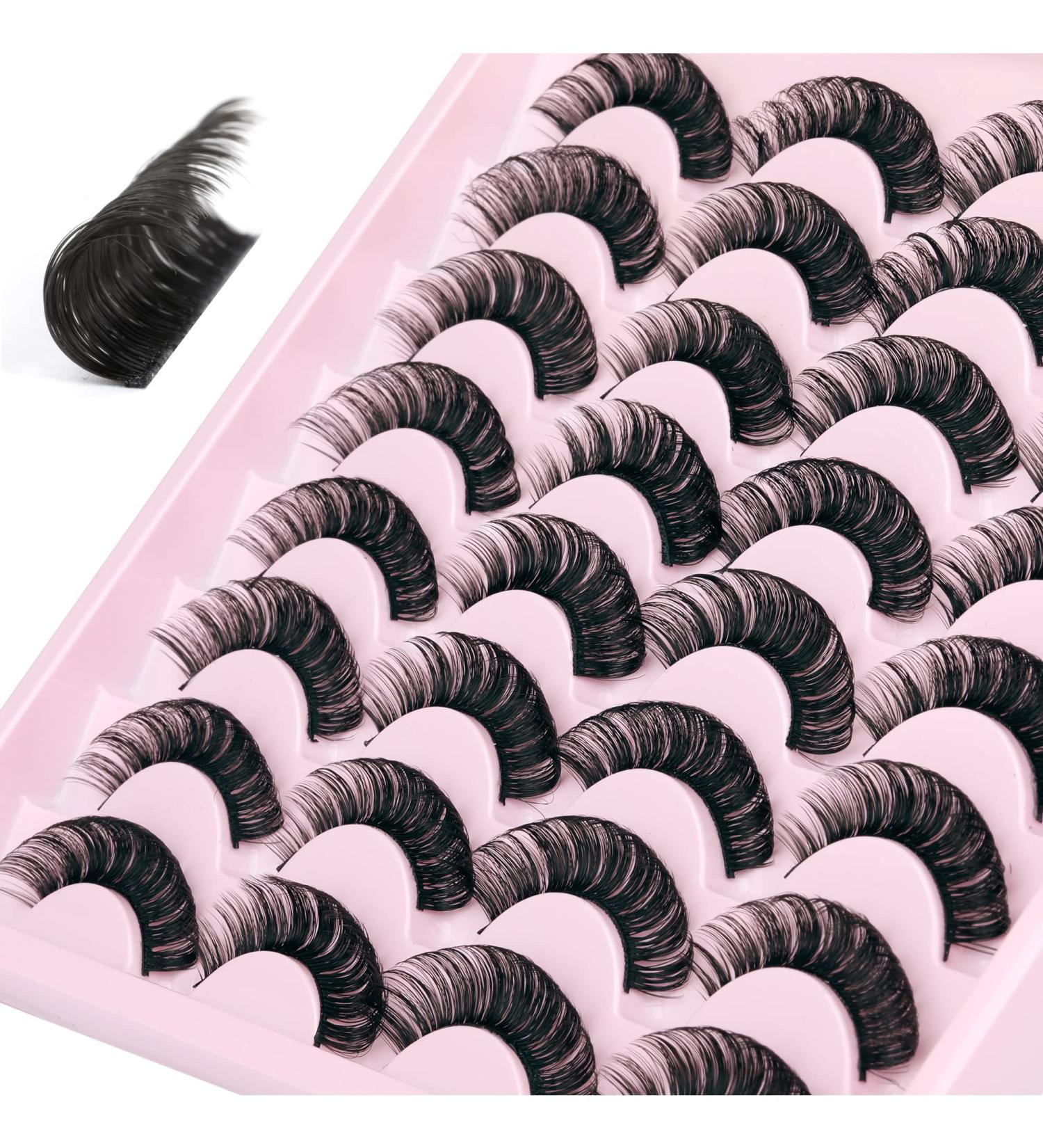 JIMIRE Russian Strip Volume Eyelashes DD Curl Fluffy False Eyelashes Look Like Lash Extensions Natural Lashes 16 Pairs Pack Russian Strip 16 Pairs -1 - Buy Online on SooperMarket.com