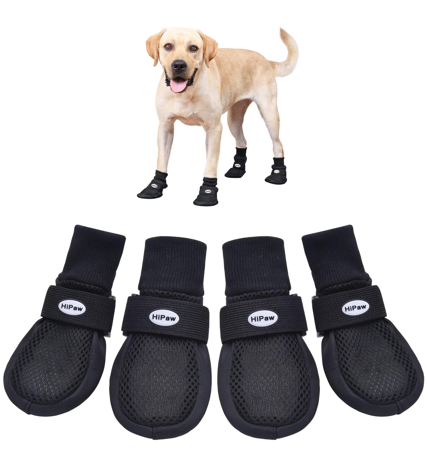Hipaw Breathable Dog Boots Large - Nonslip Paw Protector for Hardwood Floors | Black | 2.55 insole width - Buy Online on SooperMarket.com