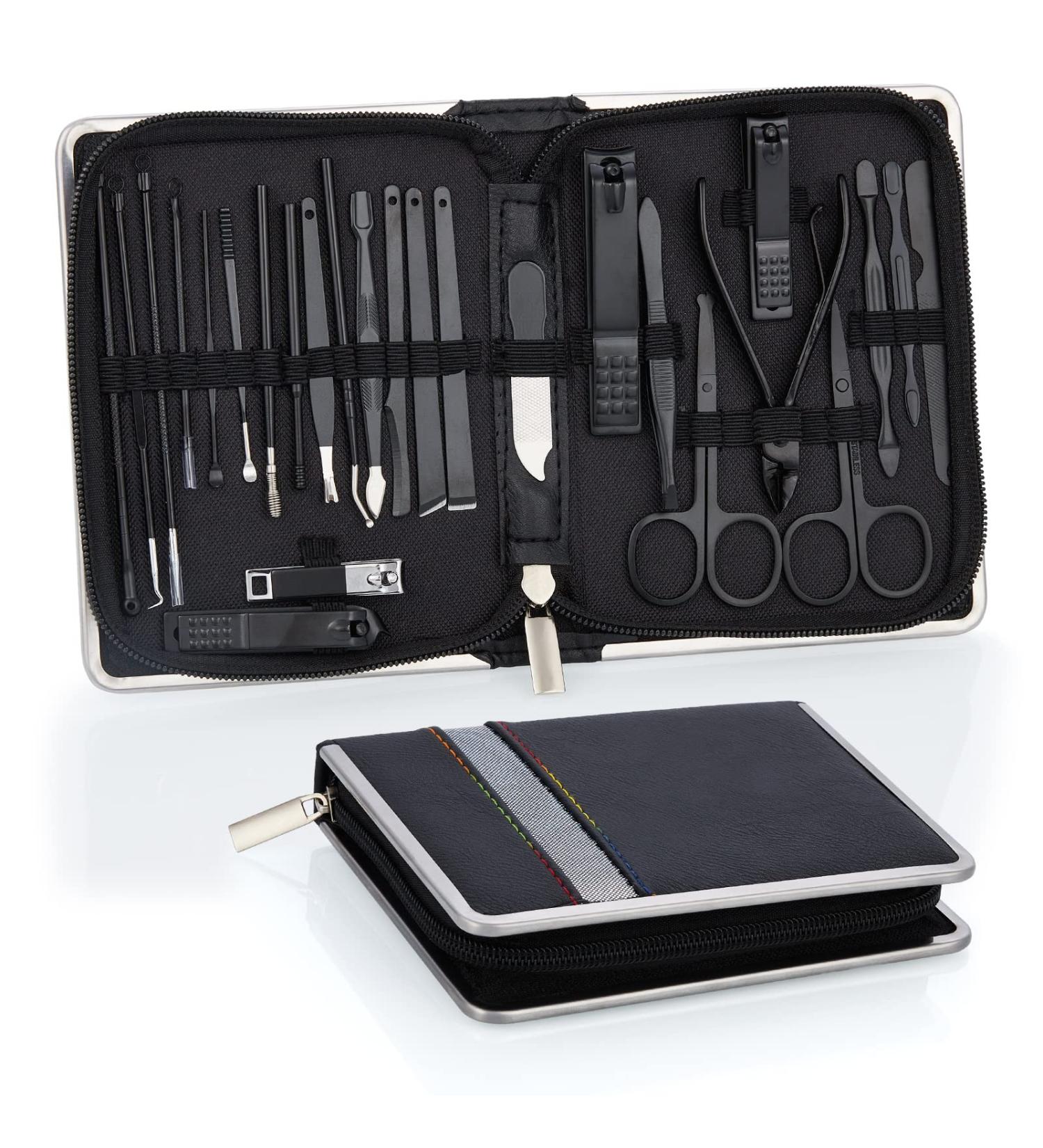 Coolzon 26-Part Professional Stainless Steel Manicure Set - Nail Clip Tools for Perfect Manicure & Pedicure | Advanced Zip Pocket Design - Buy Online on SooperMarket.com