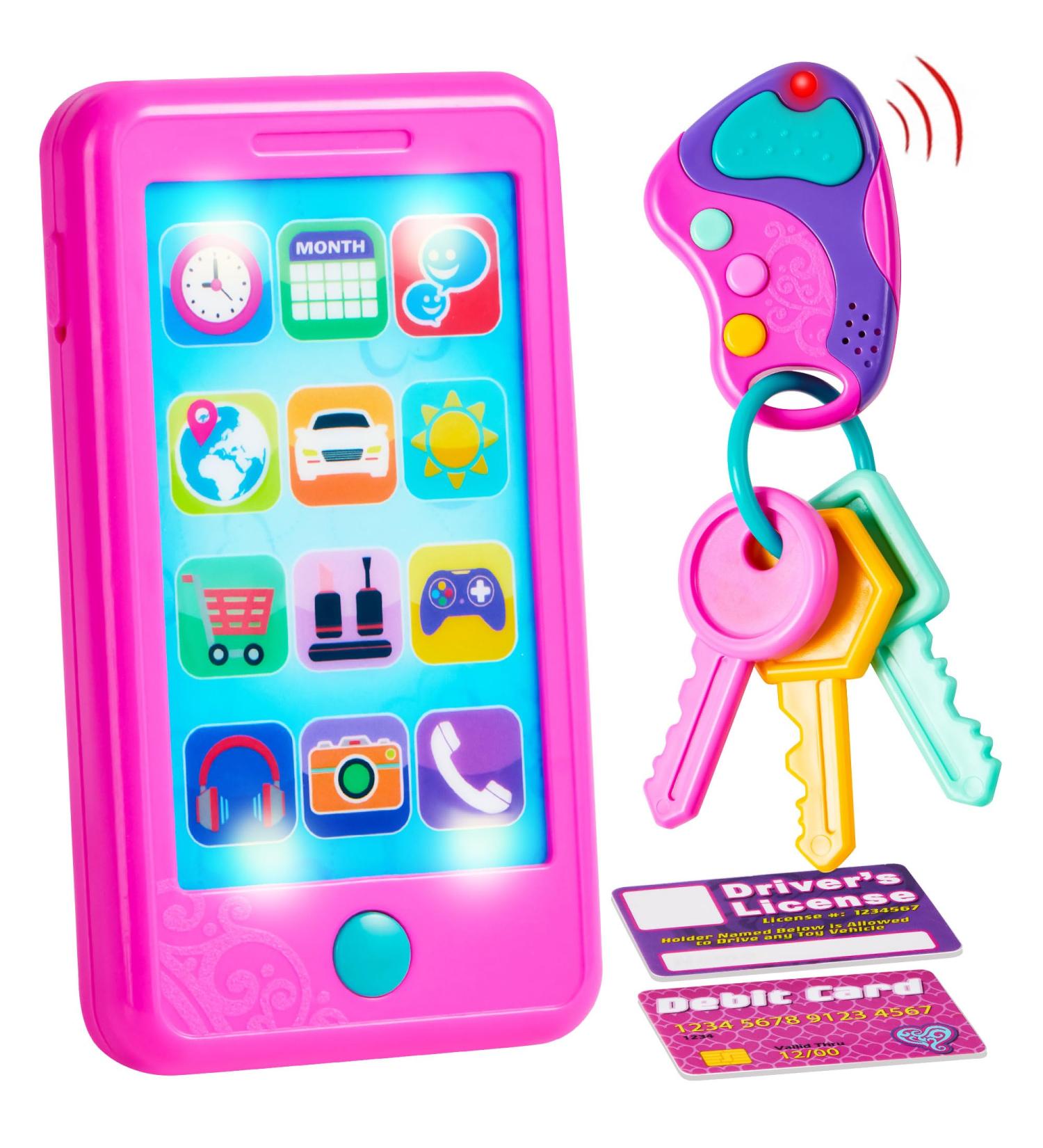 Joyin Rosa Playing Smartphone Key Fob & Credit Card Set - Kids' Cell Phone Toy for Toddlers | Perfect Birthday Gift for Ages 1-5 - Buy Online on SooperMarket.com