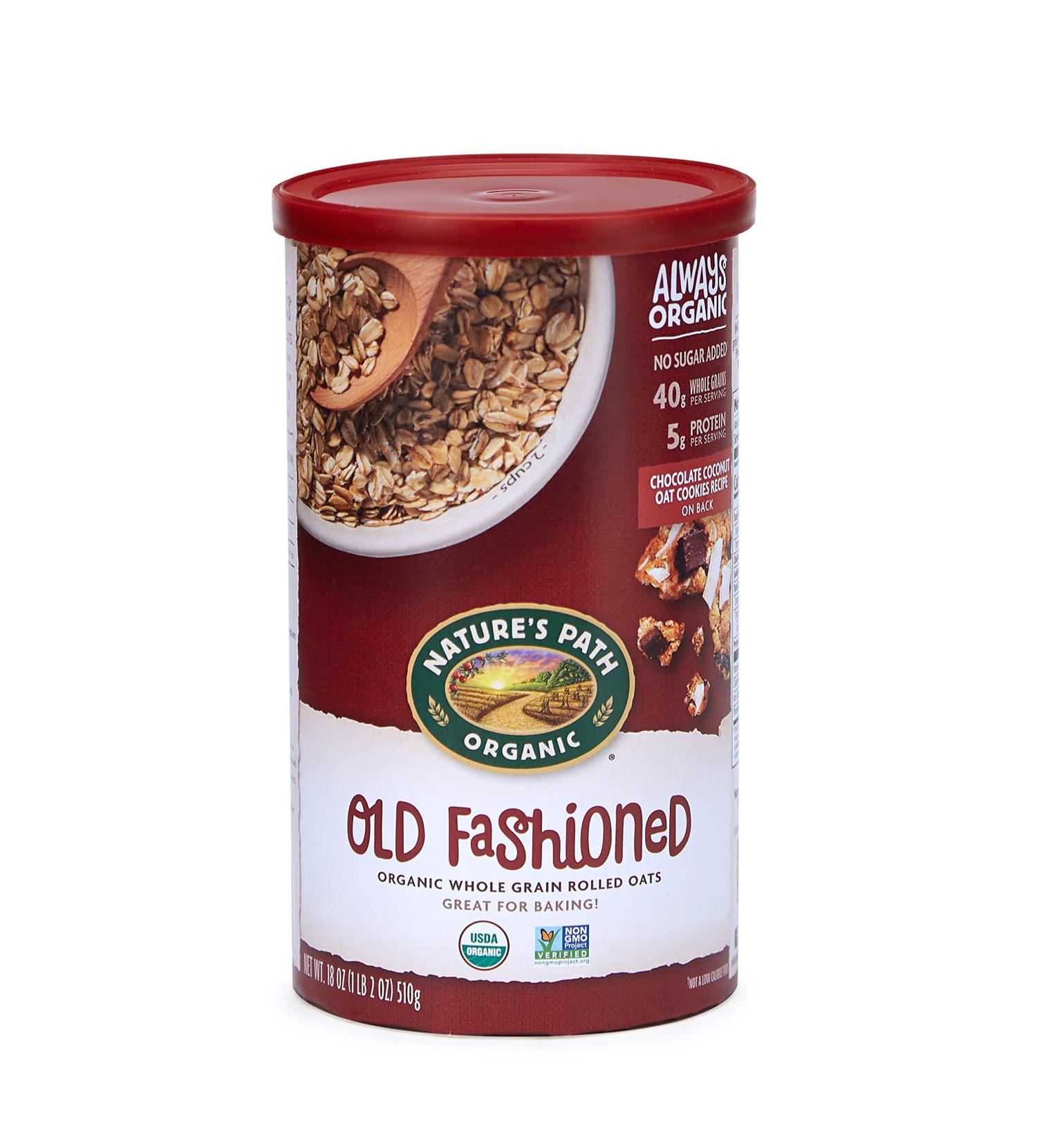 Natures Path Organic Whole Grain Rolled Oats 18oz Canister (Pack of 6) | Non-GMO, 40g Whole Grains, 5g Protein | Perfect for Baking & Breakfast - Buy Online on SooperMarket.com