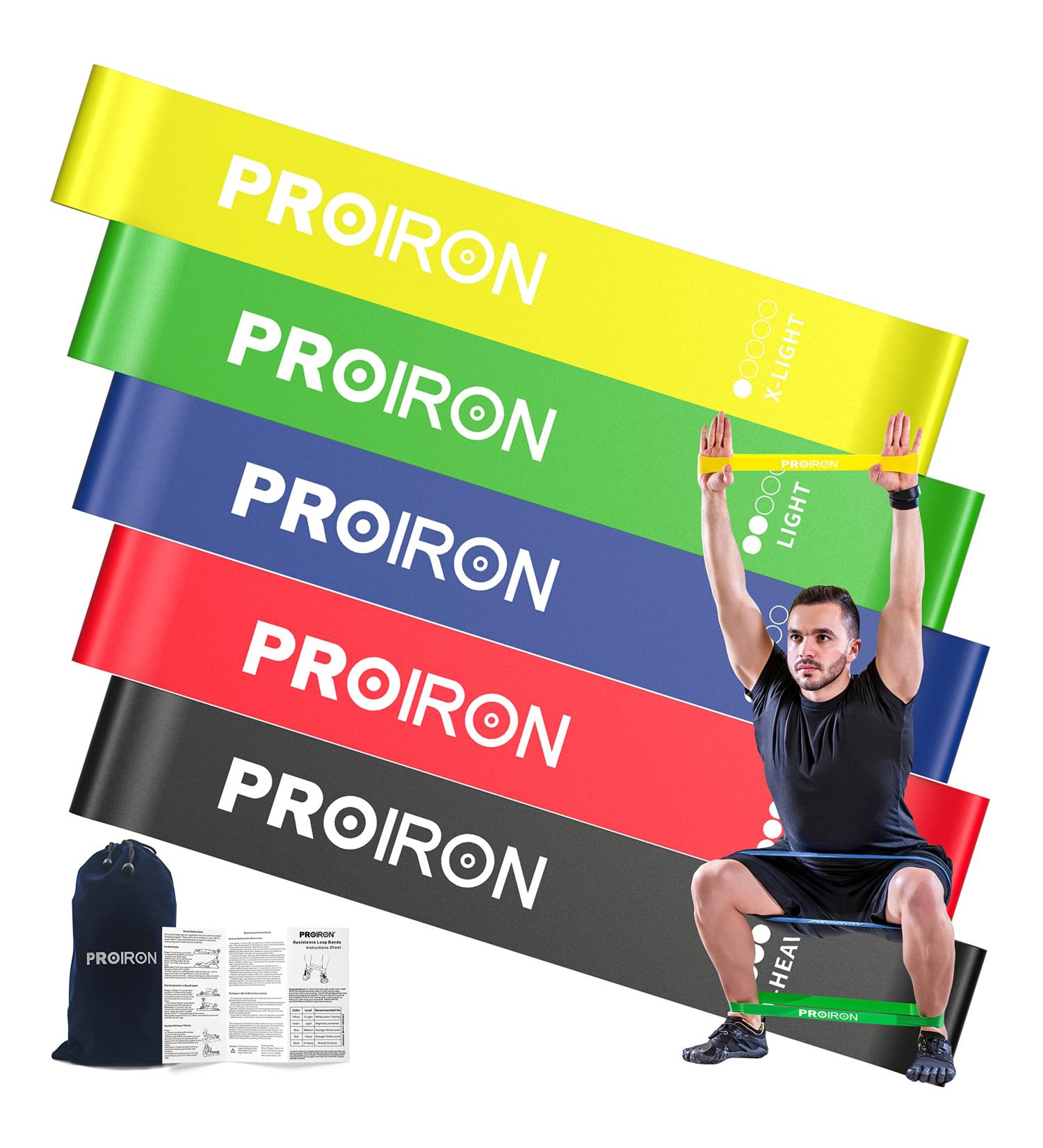 PROIRON Resistance Bands Set - 5 Exercise Bands for Men and Women with Guide and Carrying Bag - Buy Online on SooperMarket.com