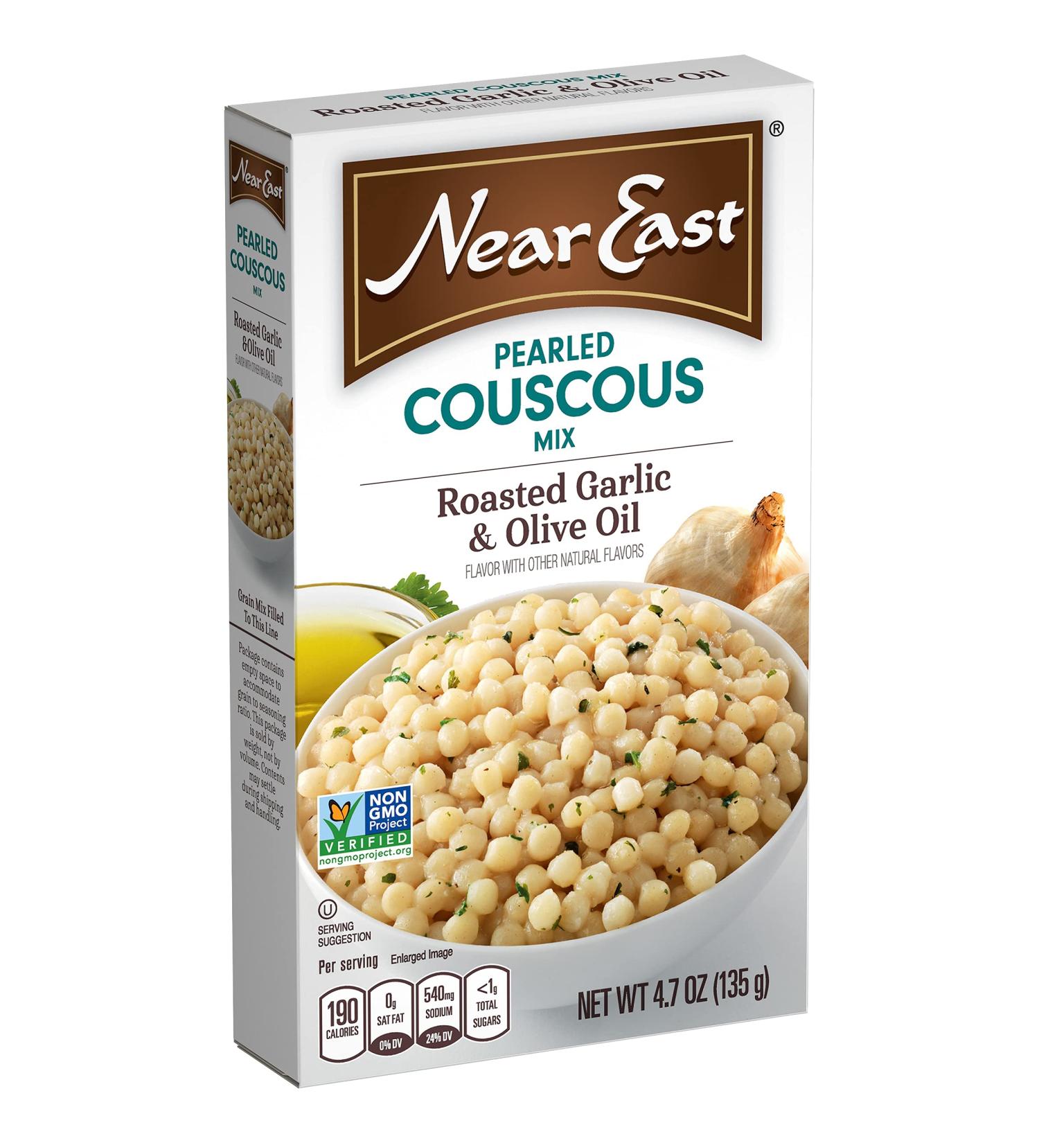Near East Oil Pearled Couscous Roasted Garlic & Olive 4.7 oz - Authentic Mediterranean Flavor - Buy Online on SooperMarket.com