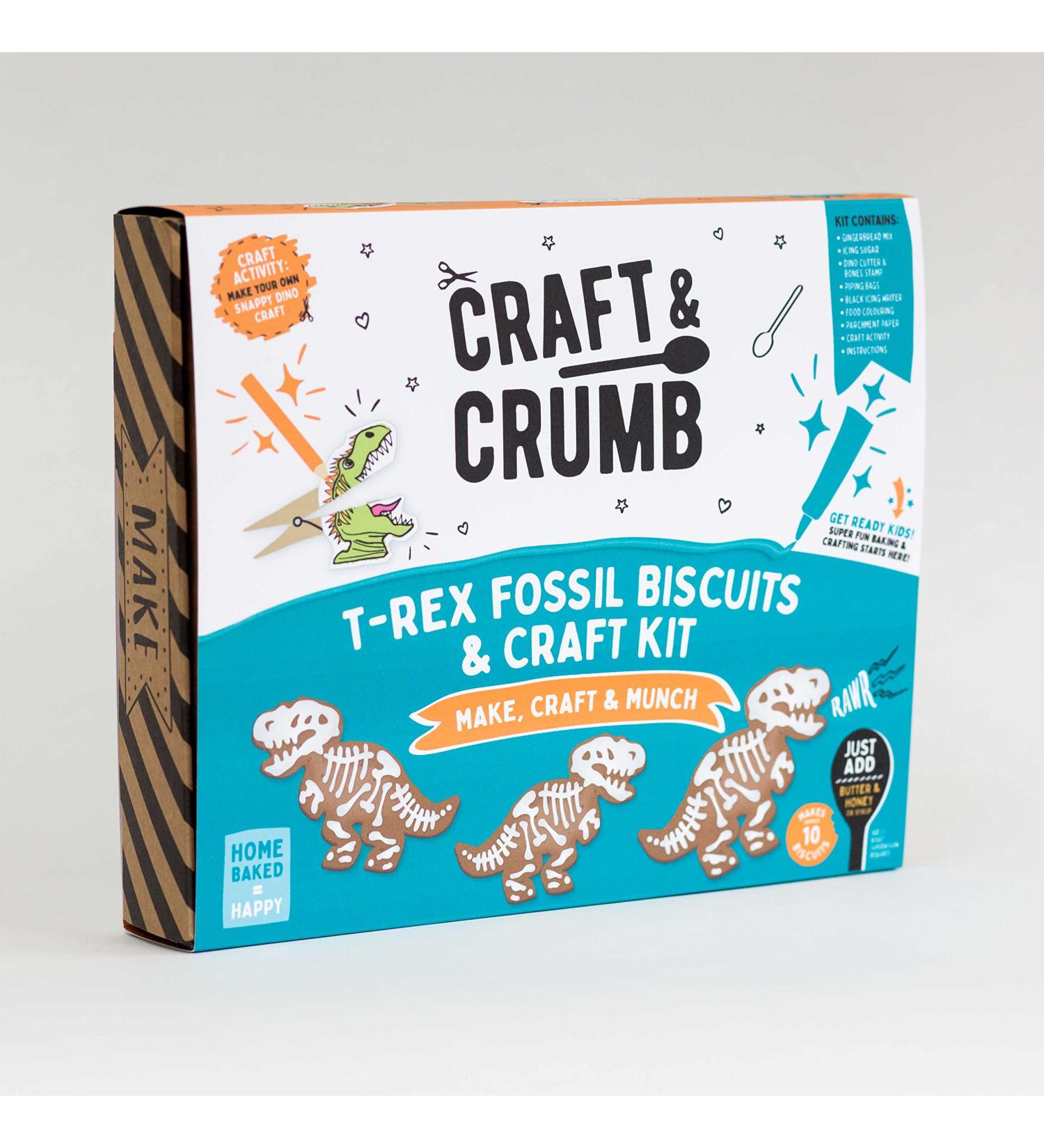 Craft & Crumb Dinosaur T Rex Fossil Baking Kit for Kids Aged 3+ - Summer Activity Set with Gingerbread Cookie Mix & Decorations - Buy Online on SooperMarket.com
