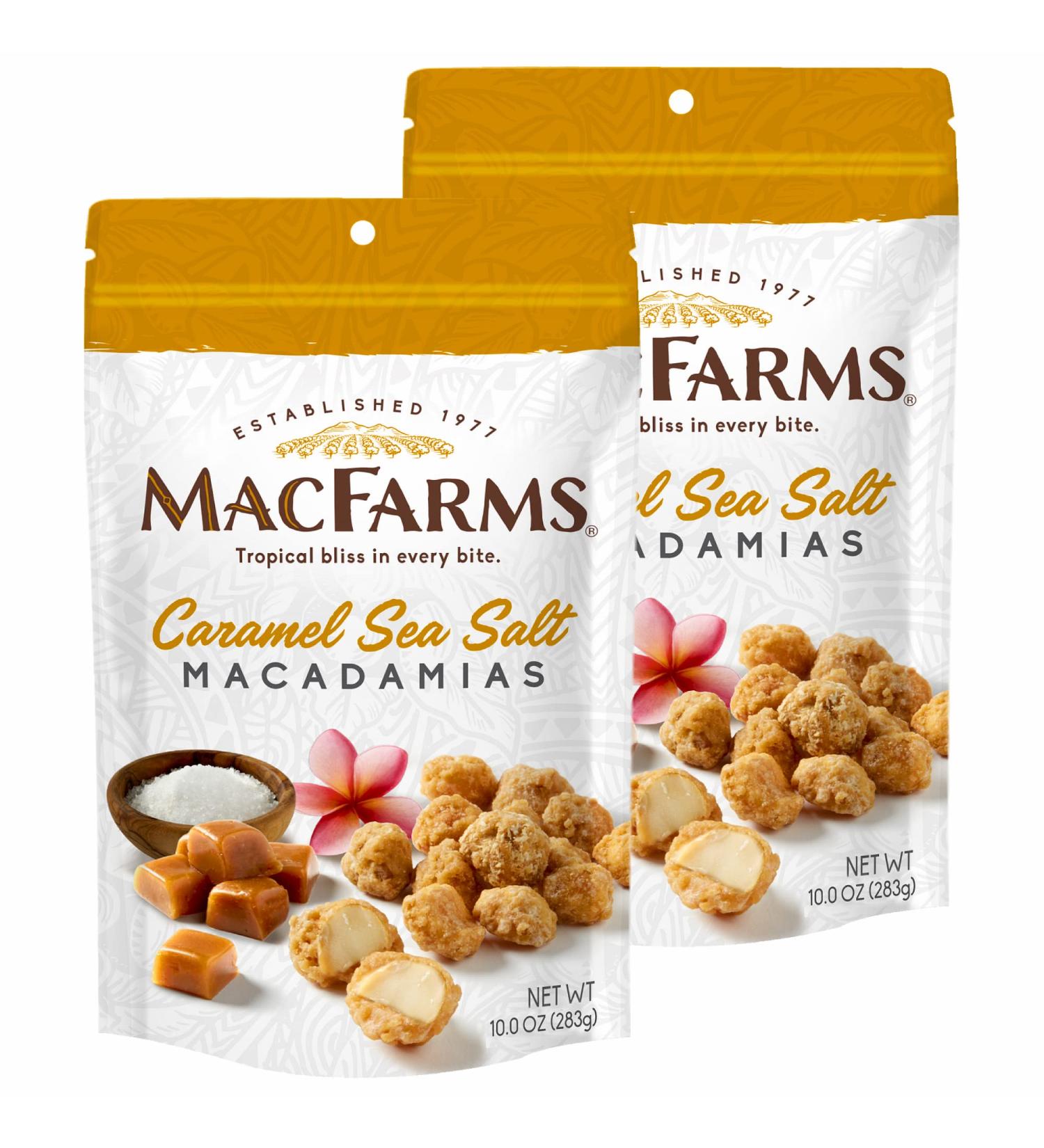 MacFarms Caramel Sea Salt Macadamia Nuts - 10 oz (Pack of 2) - Delicious Snack Duo - Buy Online on SooperMarket.com