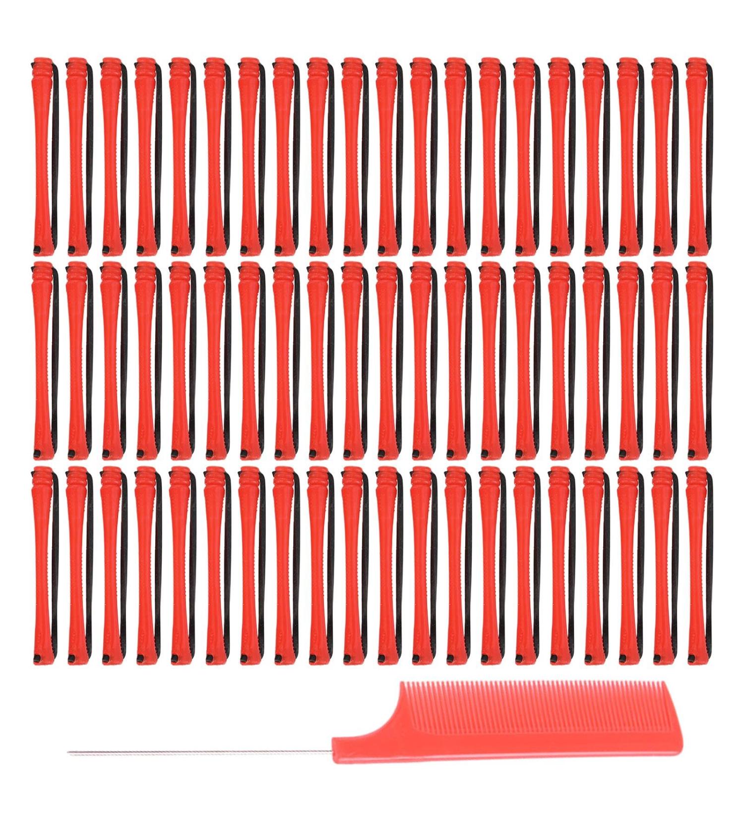 48pcs Hair Perm Rods Plastic Perming Rods Curlers Hair Rollers Curlers with Tail Comb Hair Perming Kit for Hairdressing Hair Styling or DIY Tool(Red) - Buy Online on SooperMarket.com