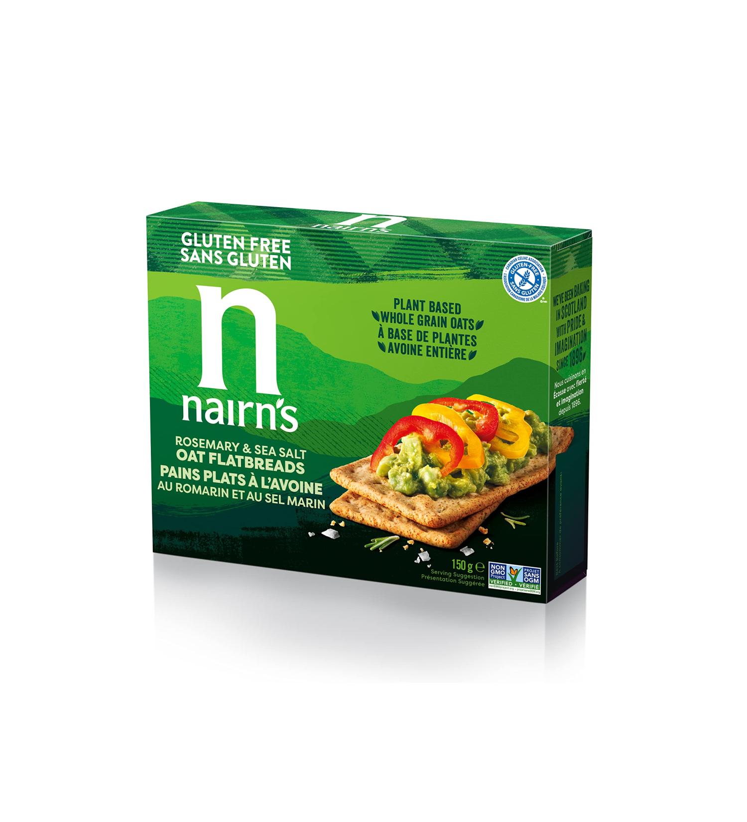 Nairn s Rosemary & Sea Salt Oat Flatbreads | Made with Gluten Free Wholegrain Oats | High Fibre | Plant-Based | Vegan & Non-GMO | No Artificial Colours Flavours or Preservatives | 150g - Buy Online on SooperMarket.com