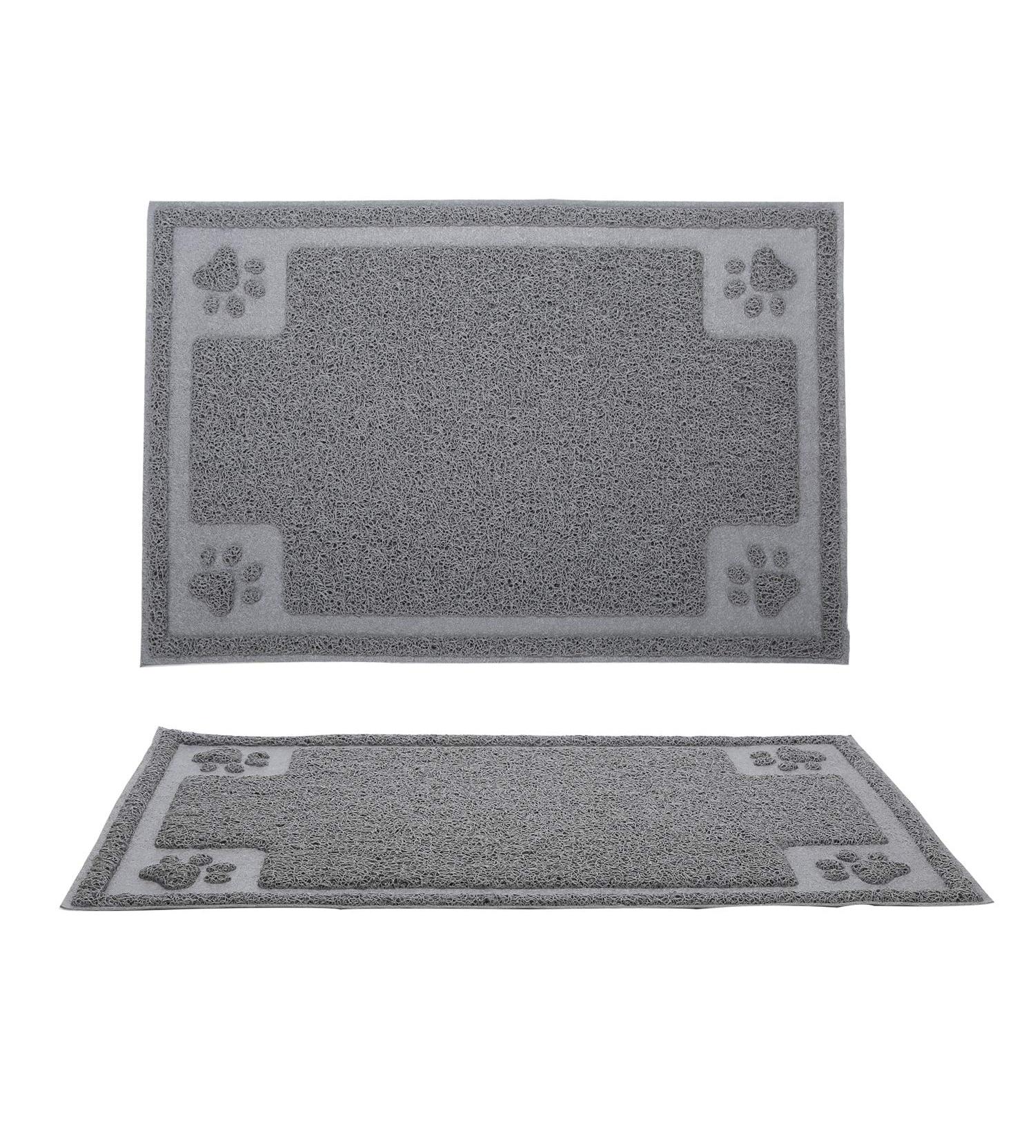 Suhaco Non-Slip Waterproof Pet Feeding Mat 60 x 40 cm (L) Grey - Easy to Clean, Prevents Food Spills and Water Messes - Buy Online on SooperMarket.com