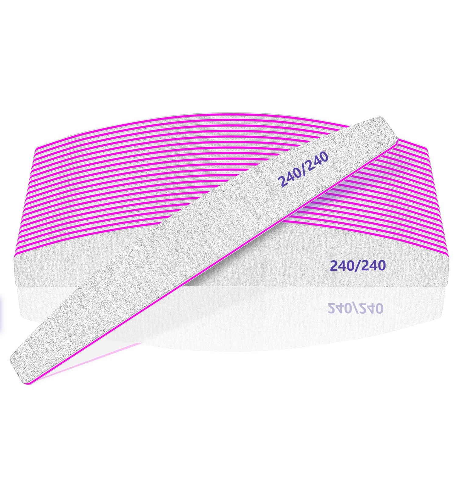 12pcs Professional 240/240 Grit Nail Files | Washable & Reusable Double-Sided Emery Board for Natural Nails | Thick Nail File - Buy Online on SooperMarket.com