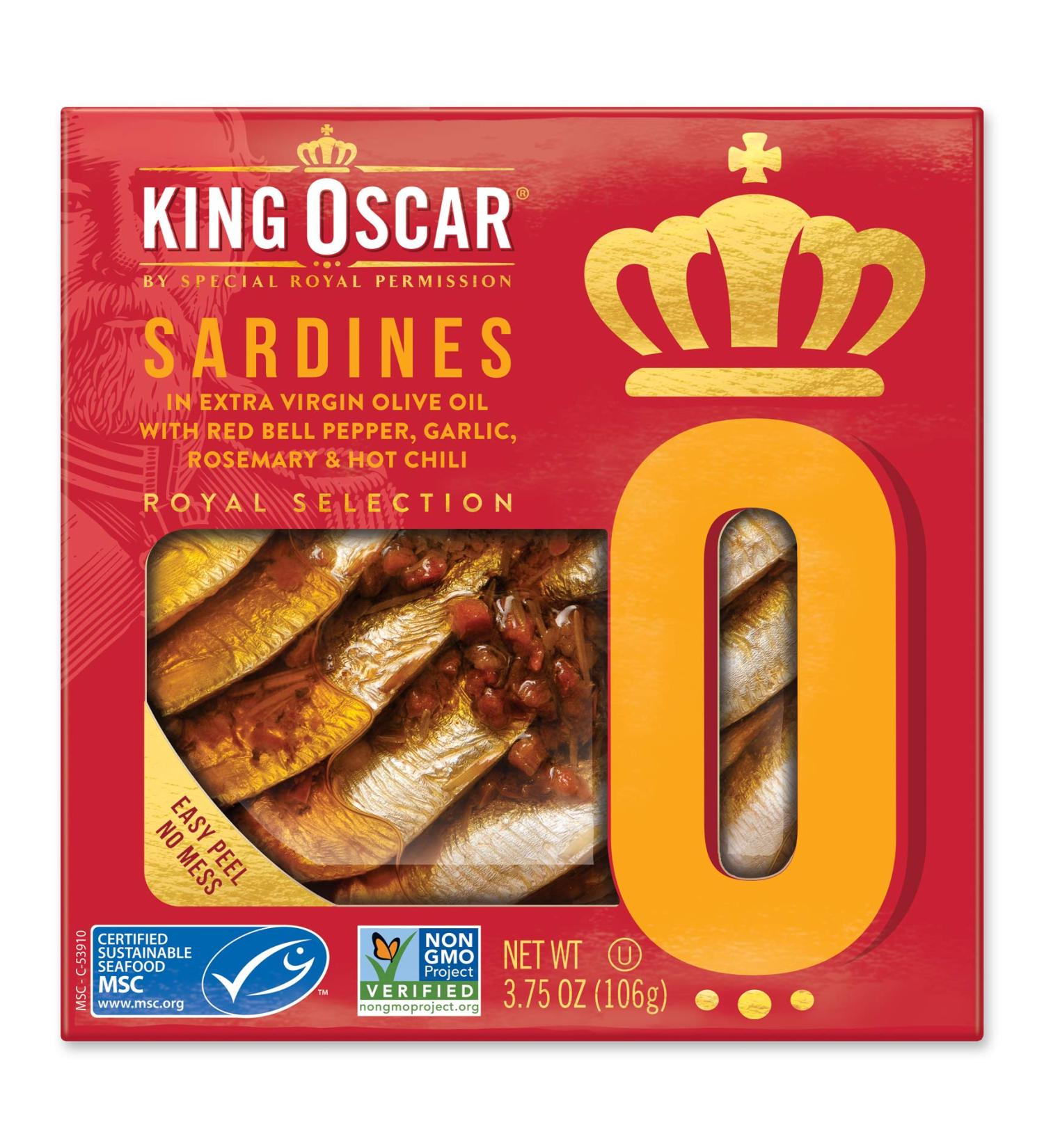 King Oscar Sardines in Olive Oil with Red Bell Pepper & Garlic - 3.75 oz - Buy Online on SooperMarket.com