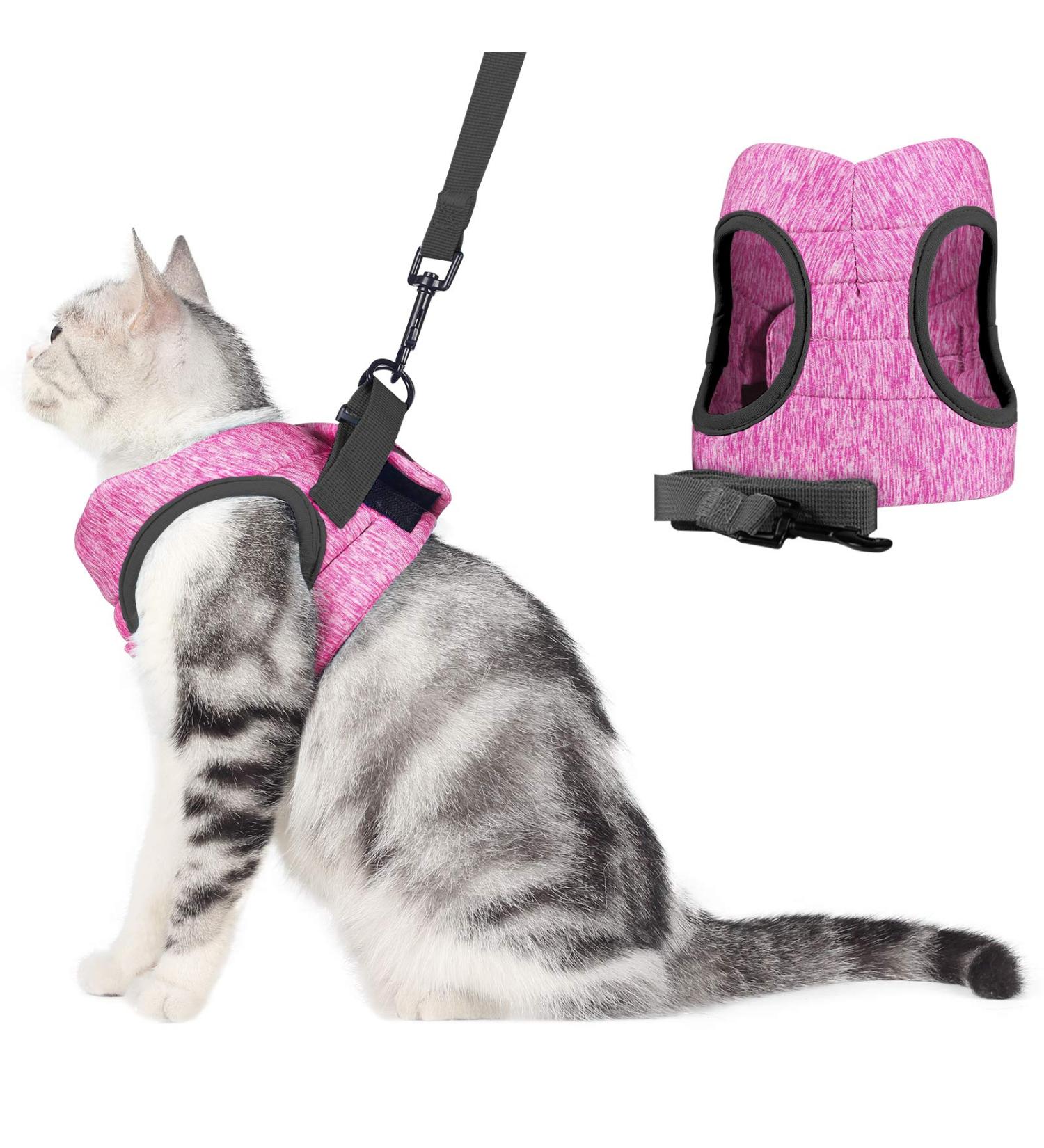 WD&CD Cat Harness and Leash Set Escape Proof Cat Harness Adjustable Soft Cat Walking Jackets with Retractable Cat Leash For Pet Puppy Pink Medium Medium Pink - Buy Online on SooperMarket.com