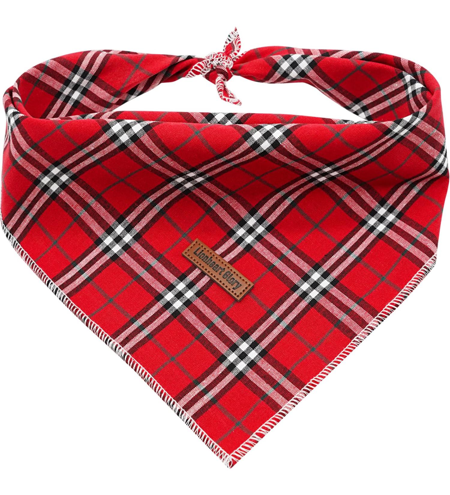 Buy Lionheart Glory Christmas Dog Neckerchief - Soft Cotton Adjustable Bib for Large Dogs - Packable Checkered Design - Buy Online on SooperMarket.com