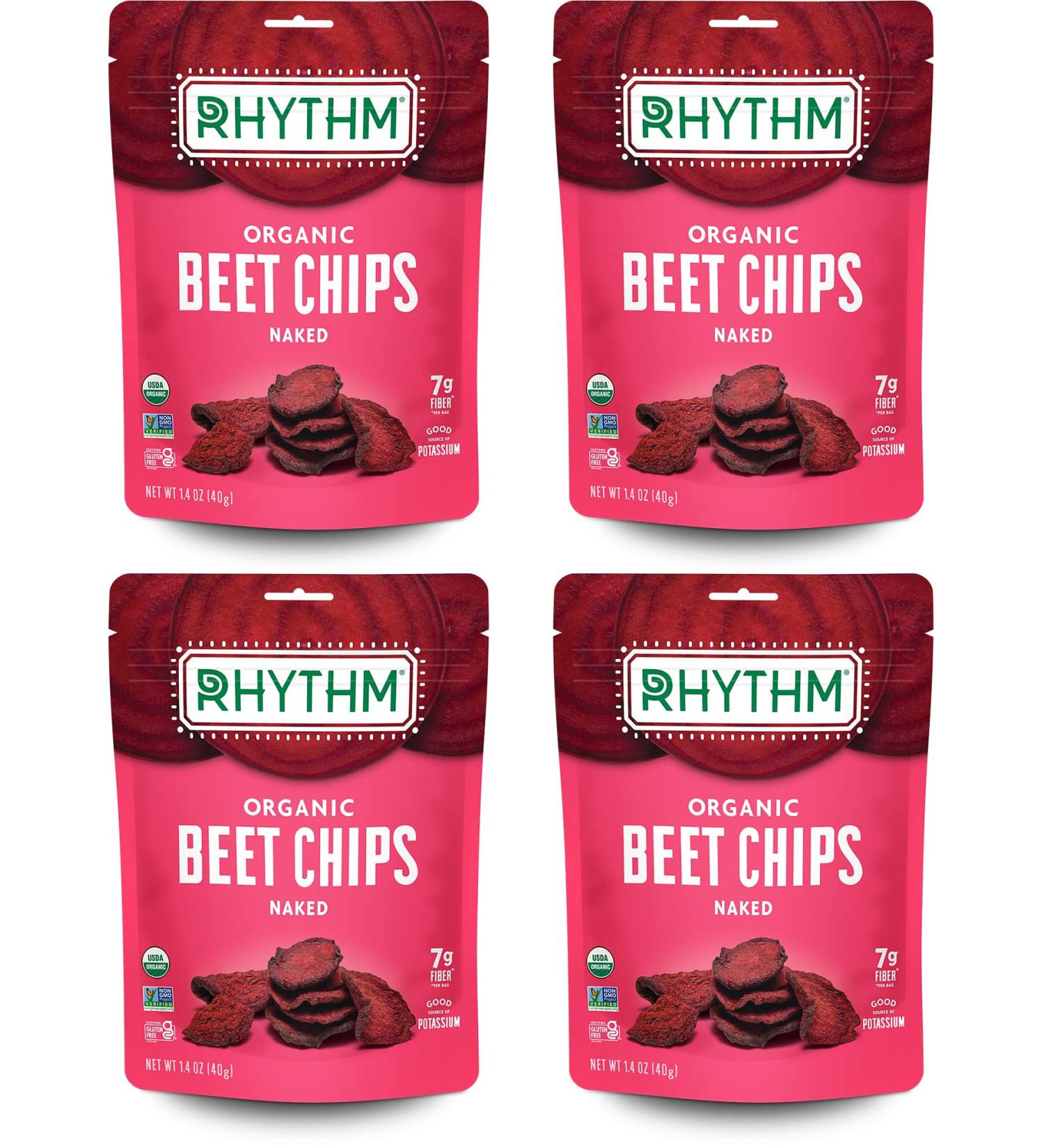 Rhythm Superfoods Beet Chips Organic Non GMO Vegan Gluten Free Snacks Naked 1.4oz (Pack of 4) - Buy Online on SooperMarket.com