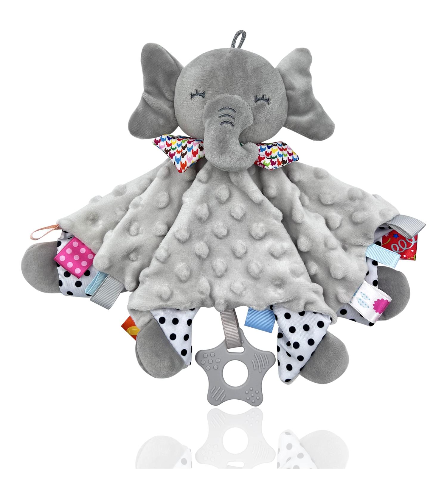 UNMOT Baby Comforter Blanket - Elephant Soft Security Blanket with Teether - Grey - Buy Online on SooperMarket.com