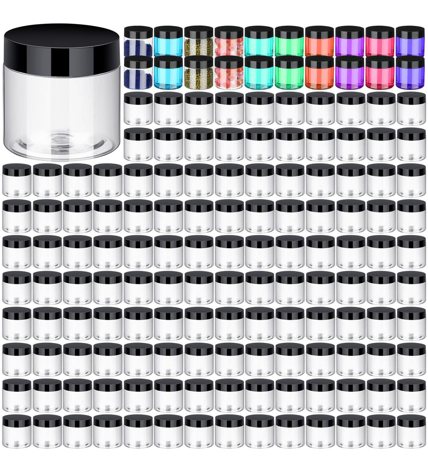 150 Pieces Plastic Container Jars with Lids Round Clear Cosmetic Jars Empty Clear Plastic Jars for Lotion Cream Ointments Makeup Eye Shadow Rhinestone Samples Pot Travel Storage (2 oz) - Buy Online on SooperMarket.com