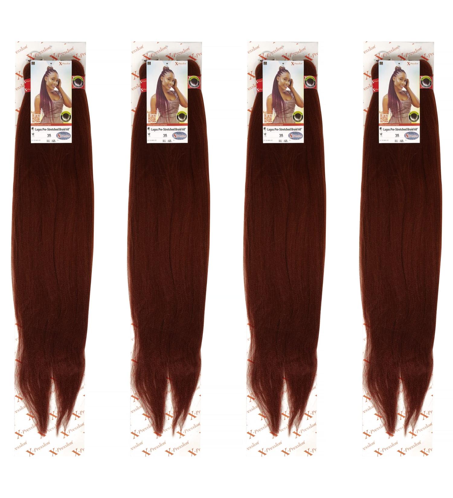 New NEW 60 INCH XPRESSION LAGOS BRAID PRE-PULLED PRE-STRECHED Hair Extension 60 2 In A Pack (Colour 35 Dark Auburn/Mahogany Blonde) Heat Resistant Tangle Free Dark Auburn 1 - Buy Online on SooperMarket.com