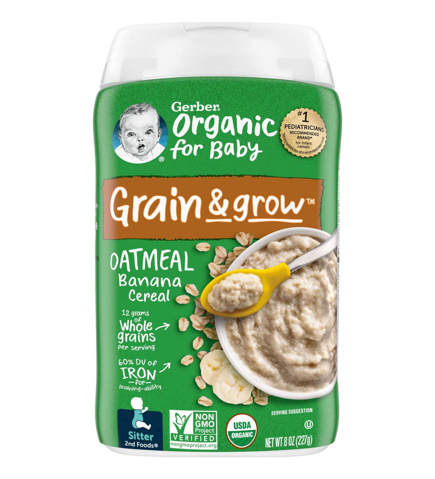 Gerber Baby Cereal Organic 2nd Foods  Grain & Grow  Oatmeal Banana  8 Ounce Oatmeal Banana 8 Ounce (Pack of 1) - Buy Online on SooperMarket.com