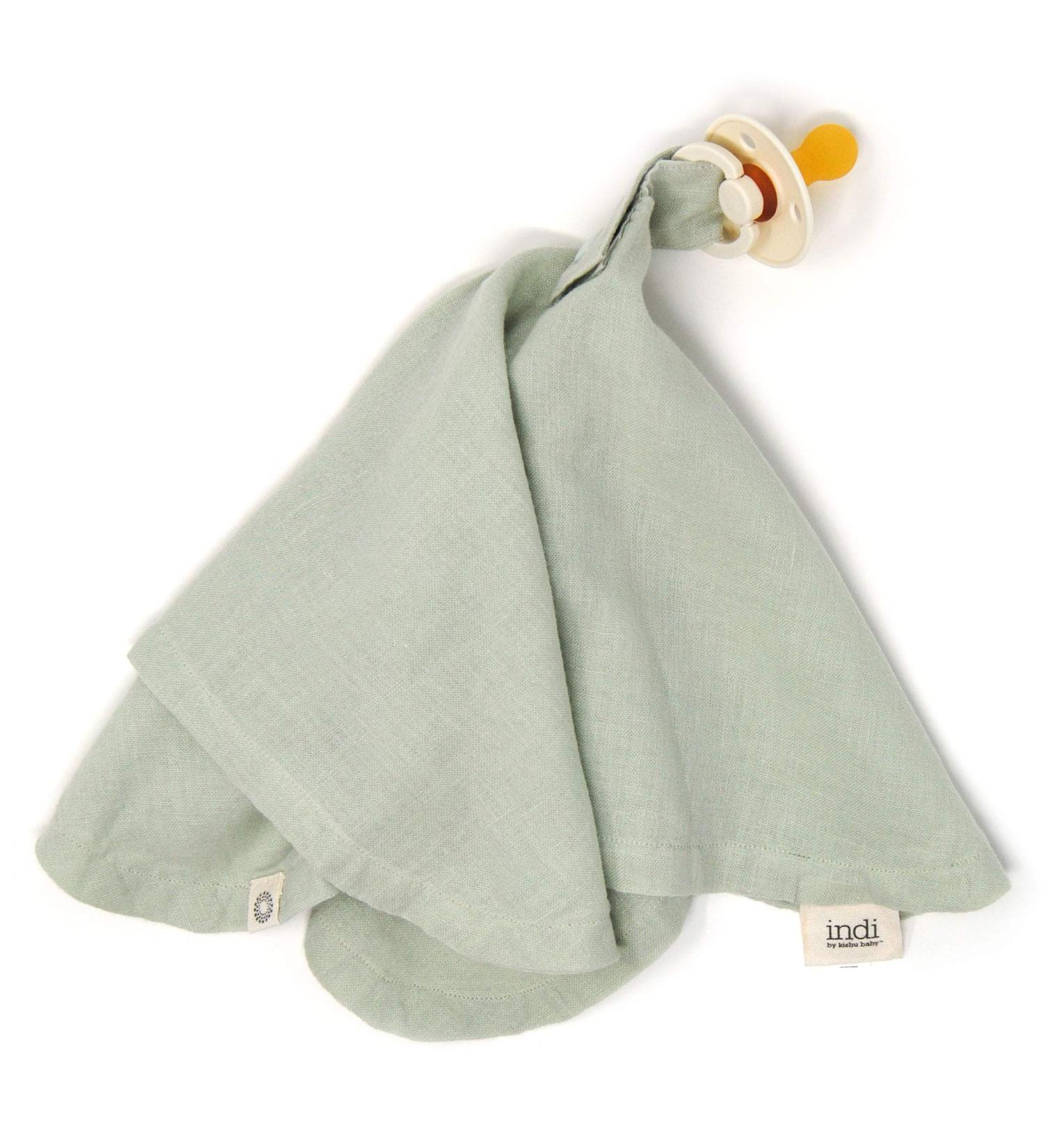 Indi by Kishu Baby Organic Paci Blanket - Fairtrade GOTS Certified Cotton Muslin Mini Baby Blanket (Sage) - Buy Online on SooperMarket.com
