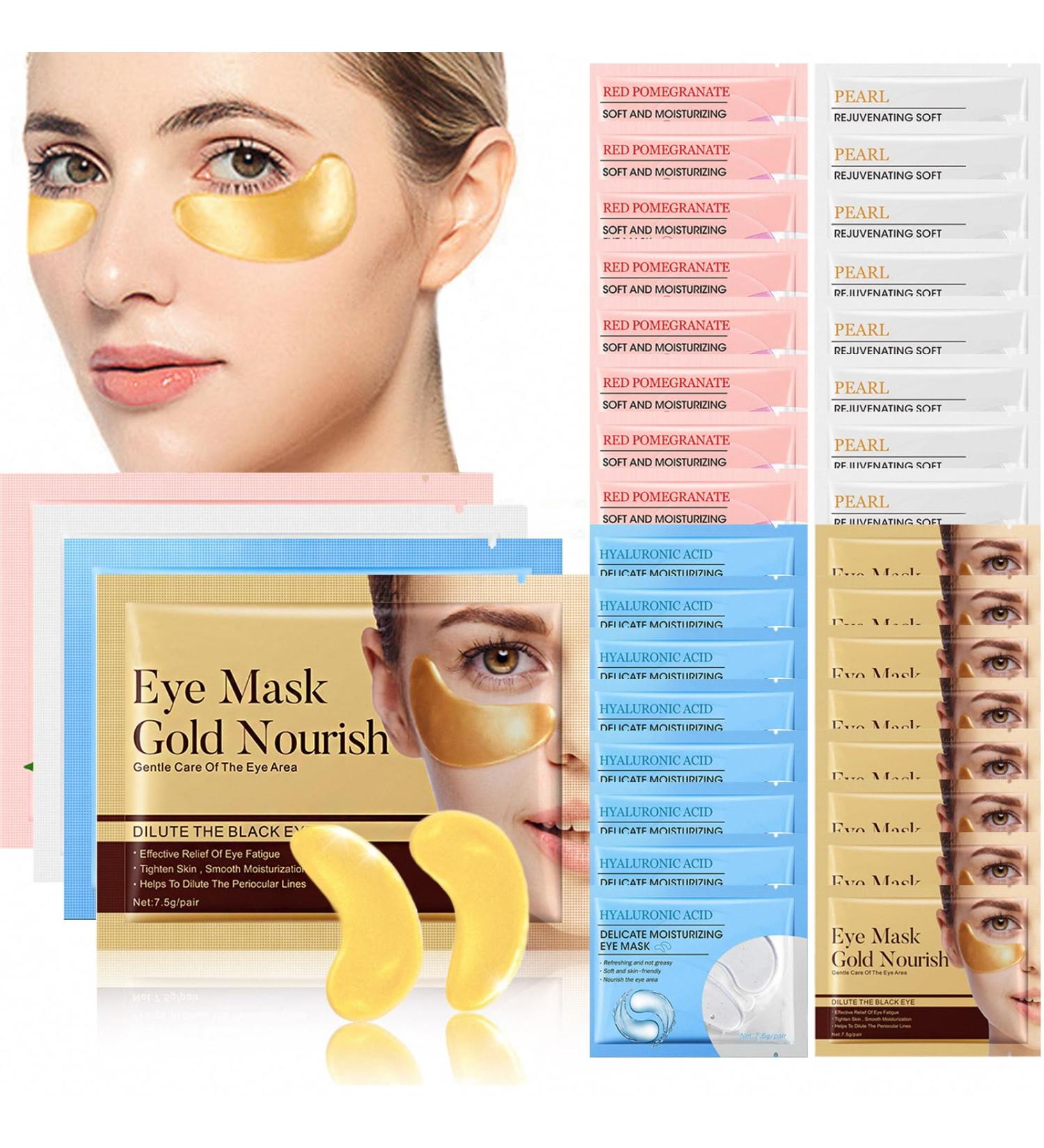  32 Pair 4 Flavors VEROA Under Eye Patches Set - Reduce Puffy Eye Bags Fine Lines Skincare Collagen Eye Patches Moisturizing Hydrating Brightening Hypoallergenic - Vegan Gold Eye Mask 4 Flavour - Buy Online on SooperMarket.com