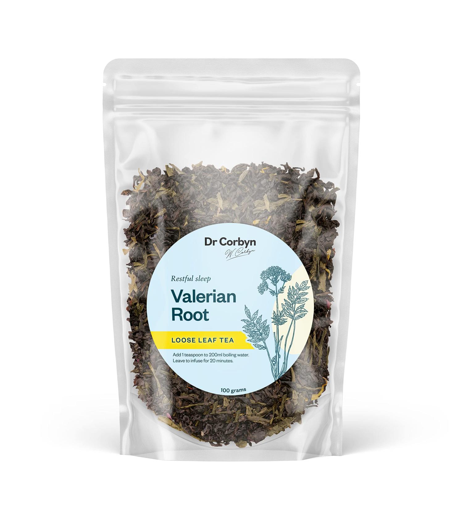 Dr Corbyn Valerian Root Loose Leaf Tea - 100g | Calming Herbal Infusion | Natural Valeriana Officinalis Roots - Buy Online on SooperMarket.com