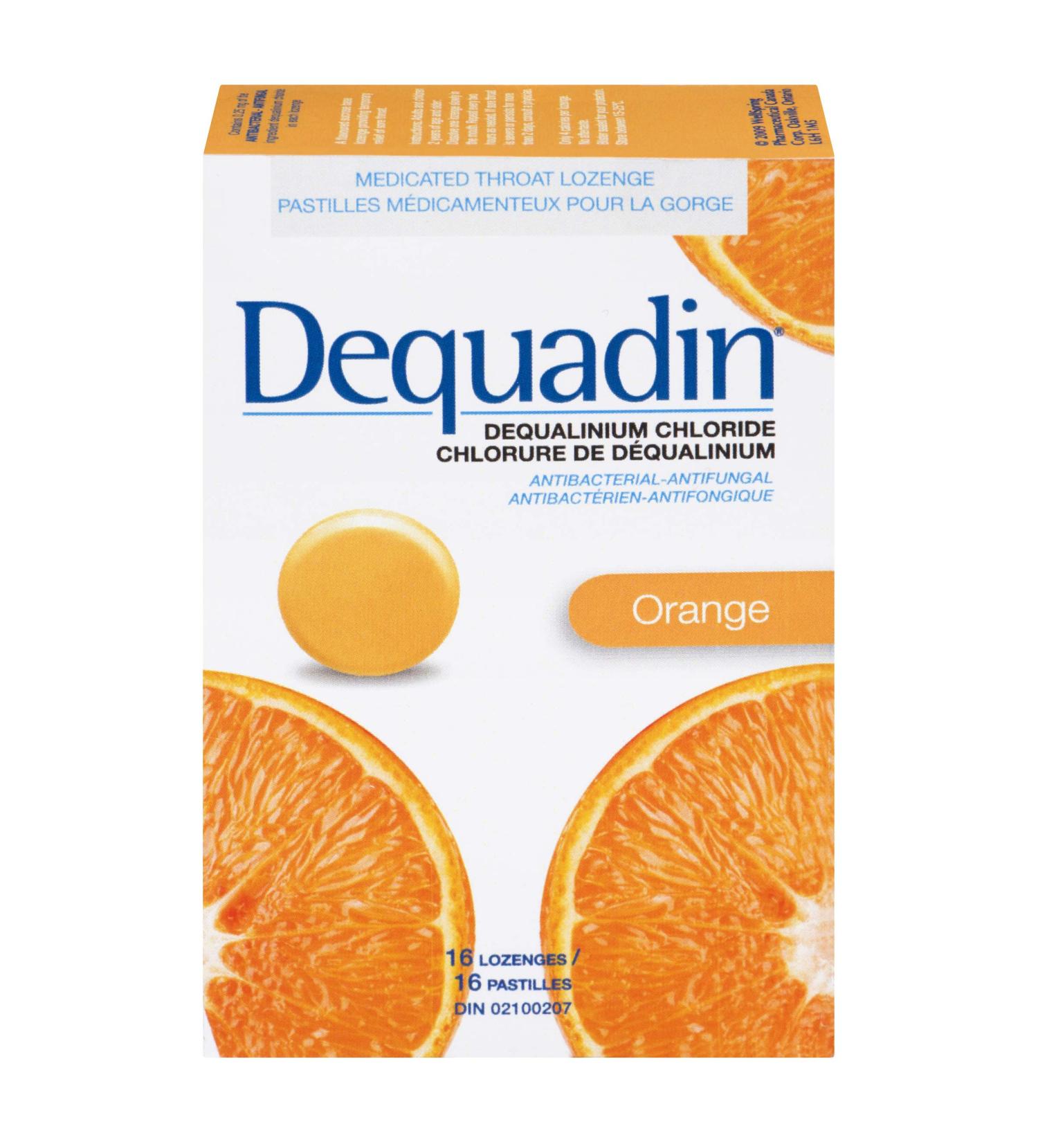 Dequadin Medicated Throat Lozenges - Orange | Provides Antibacterial & Antifungal Relief From Soar Throat & Mouth Sores | 16 Count - Buy Online on SooperMarket.com