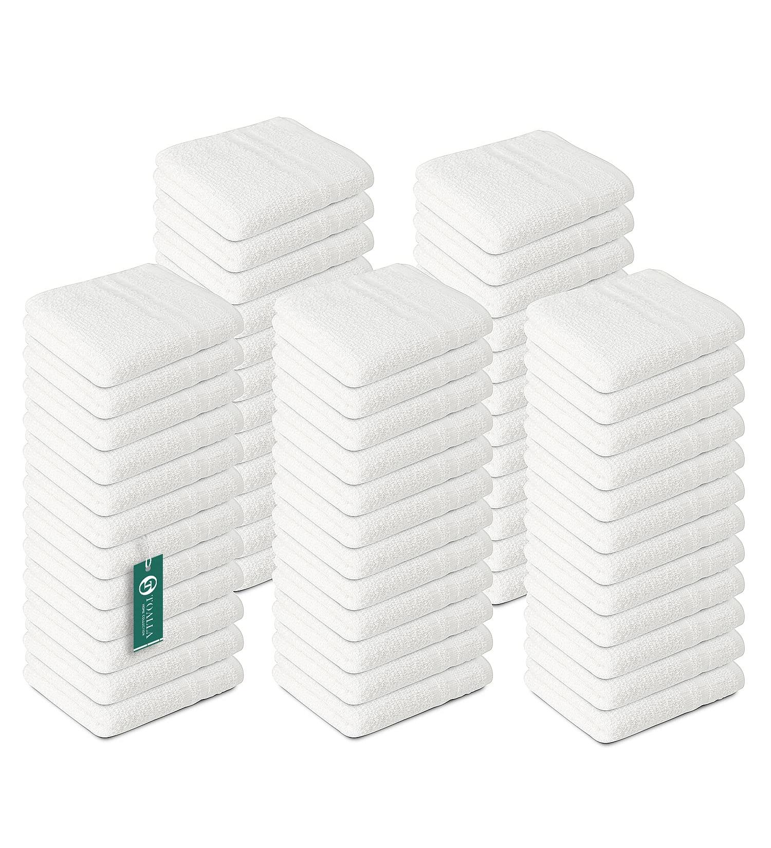 100% Cotton Washcloths 60 Pack | Highly Absorbent 400 GSM Face and Body Washcloth Bulk Pack | Soft Fingertip Towel for Bath Room | 12 x 12 Inches | White Pack of 60 - Buy Online on SooperMarket.com