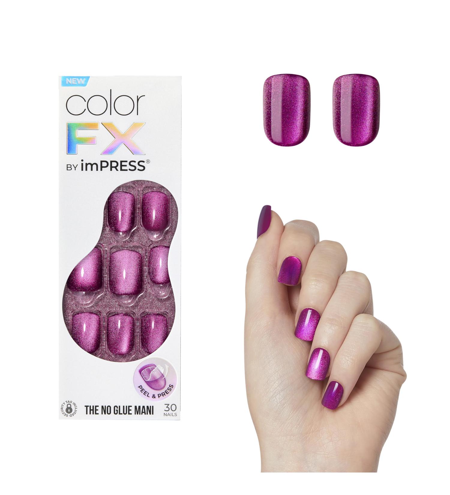 KISS imPRESS No Glue Press-On Nails - Dark Pink Squoval - 30 Nails Manicure Kit for Easy Home Nail Art - Buy Online on SooperMarket.com