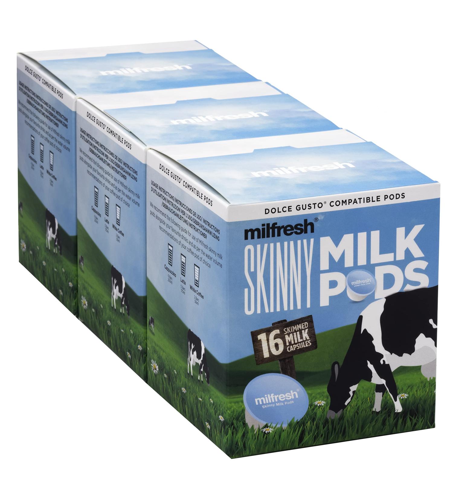Milfresh Skinny Milk Pods - Dolce Gusto Compatible 48 Skimmed Milk Pods - Buy Online on SooperMarket.com