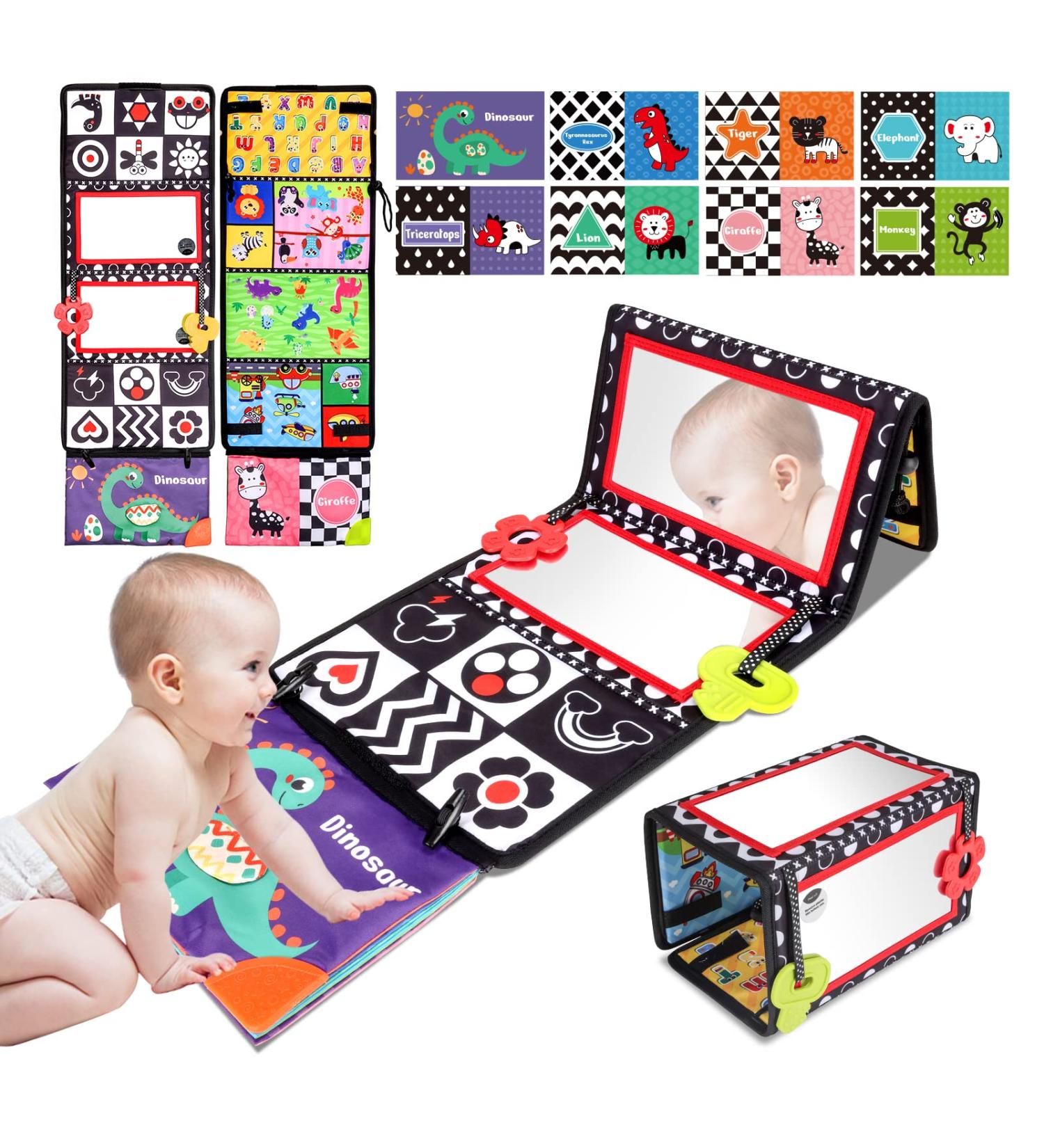 Venditer Baby Mirror Toys | Educational Foldable Prone Toys for Newborns 0-9 Months | High Contrast Black & White Children's Toy - Buy Online on SooperMarket.com