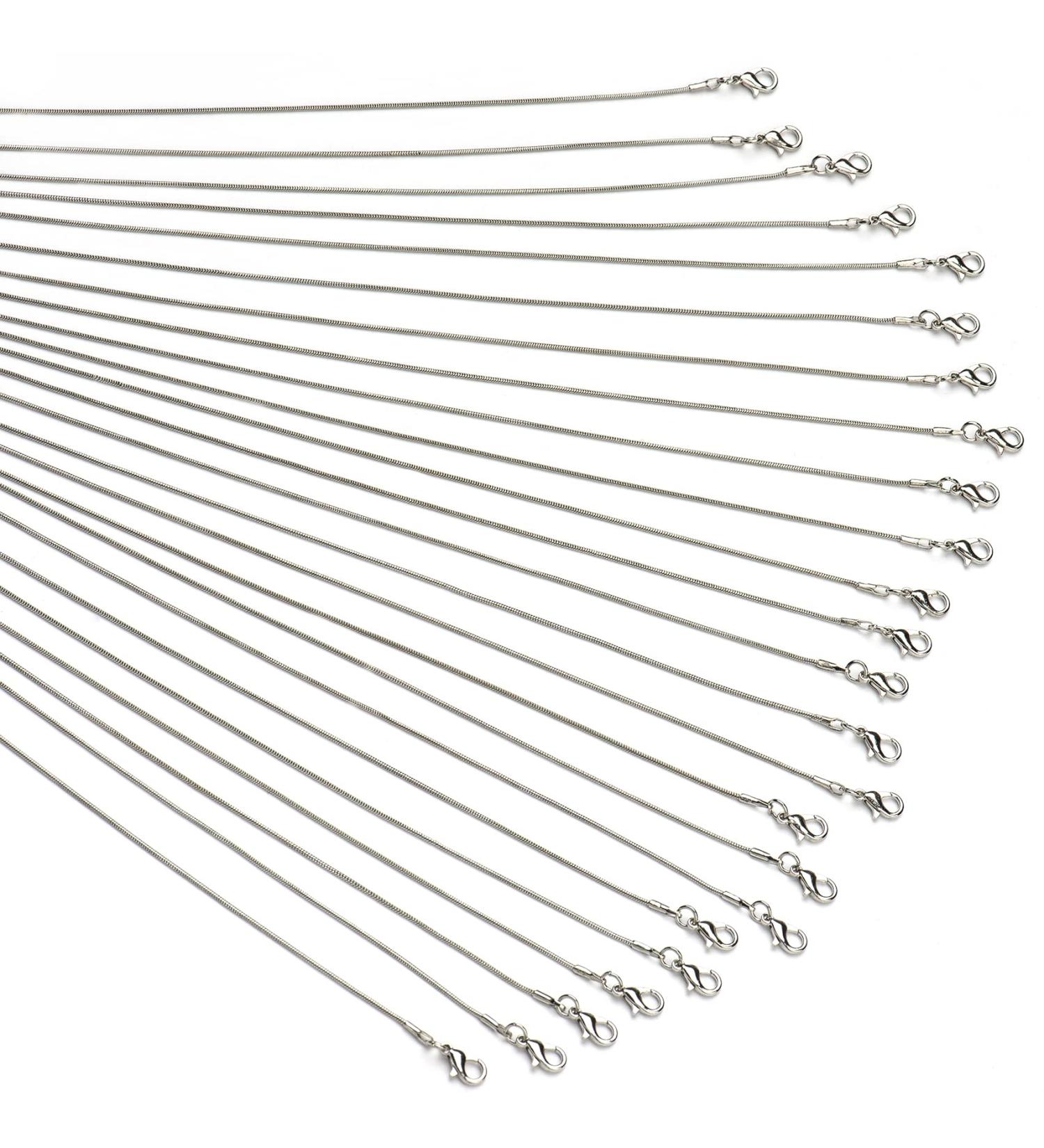 Forise 1.2mm Silver Plated Snake Necklace Chains - 24 Pcs, 18 Inch for Jewelry Making - Buy Online on SooperMarket.com