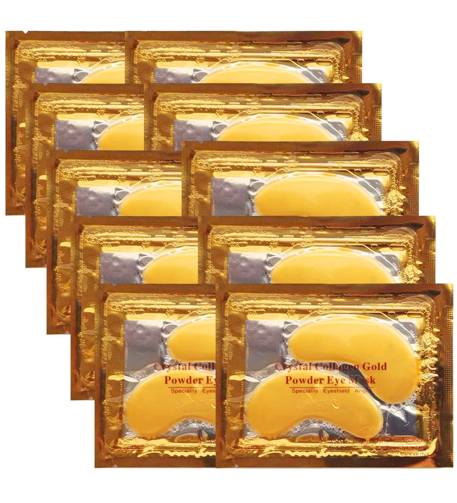 KAIQIKAIXI Gold Gel Under Eye Patches - 10 Pairs with Hyaluronic Acid & Collagen for Dark Circles Puffiness & Wrinkles - Buy Online on SooperMarket.com