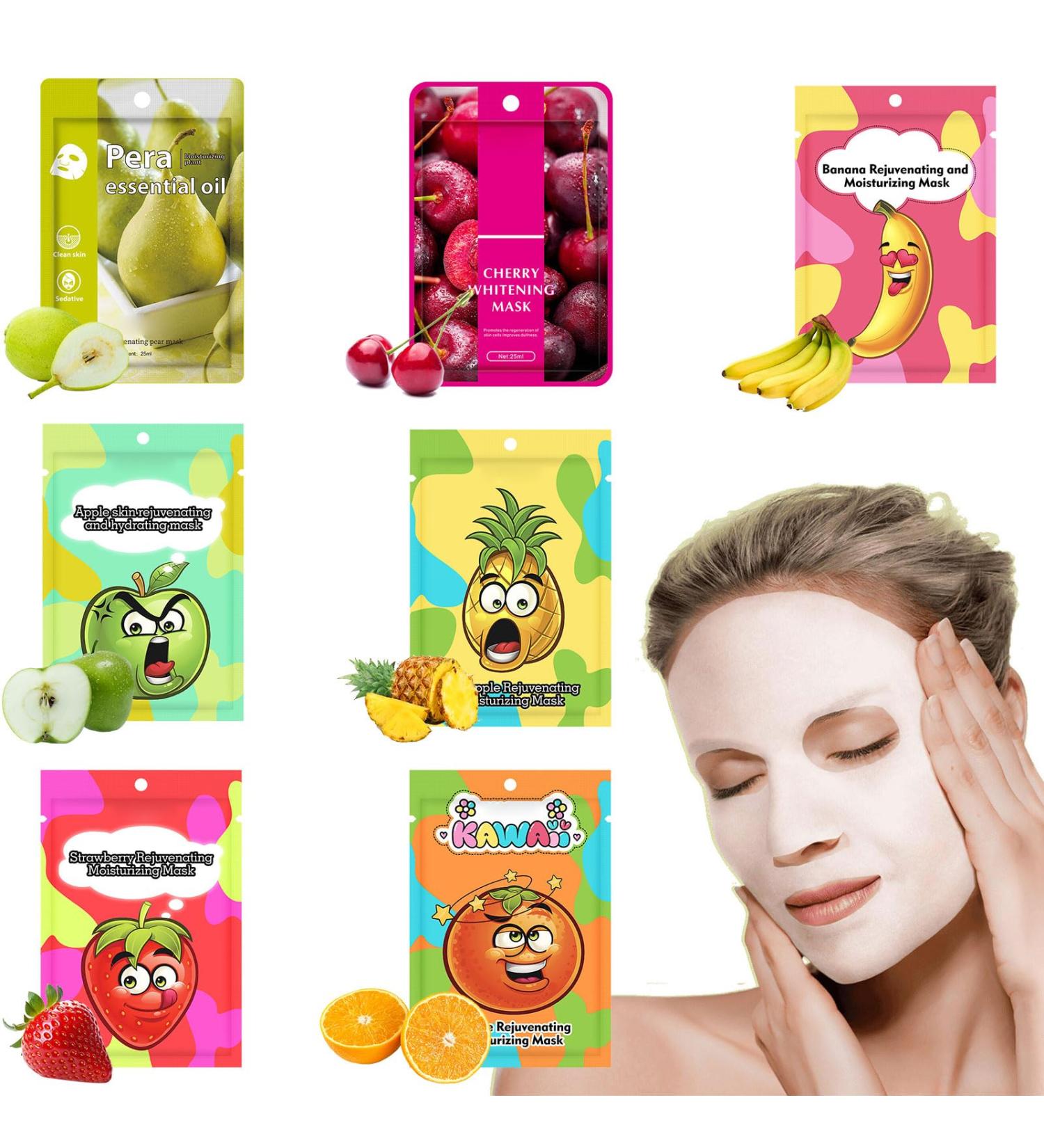 Sheet Mask 7 pc Fruit Extract Masks Organic Face Mask Pineapple Face Mask Moisturizing Facial Mask Face Facial Mask Collagen Face Mask Hydrating Improve dullness & Brighten Women/Men for All Skin - Buy Online on SooperMarket.com