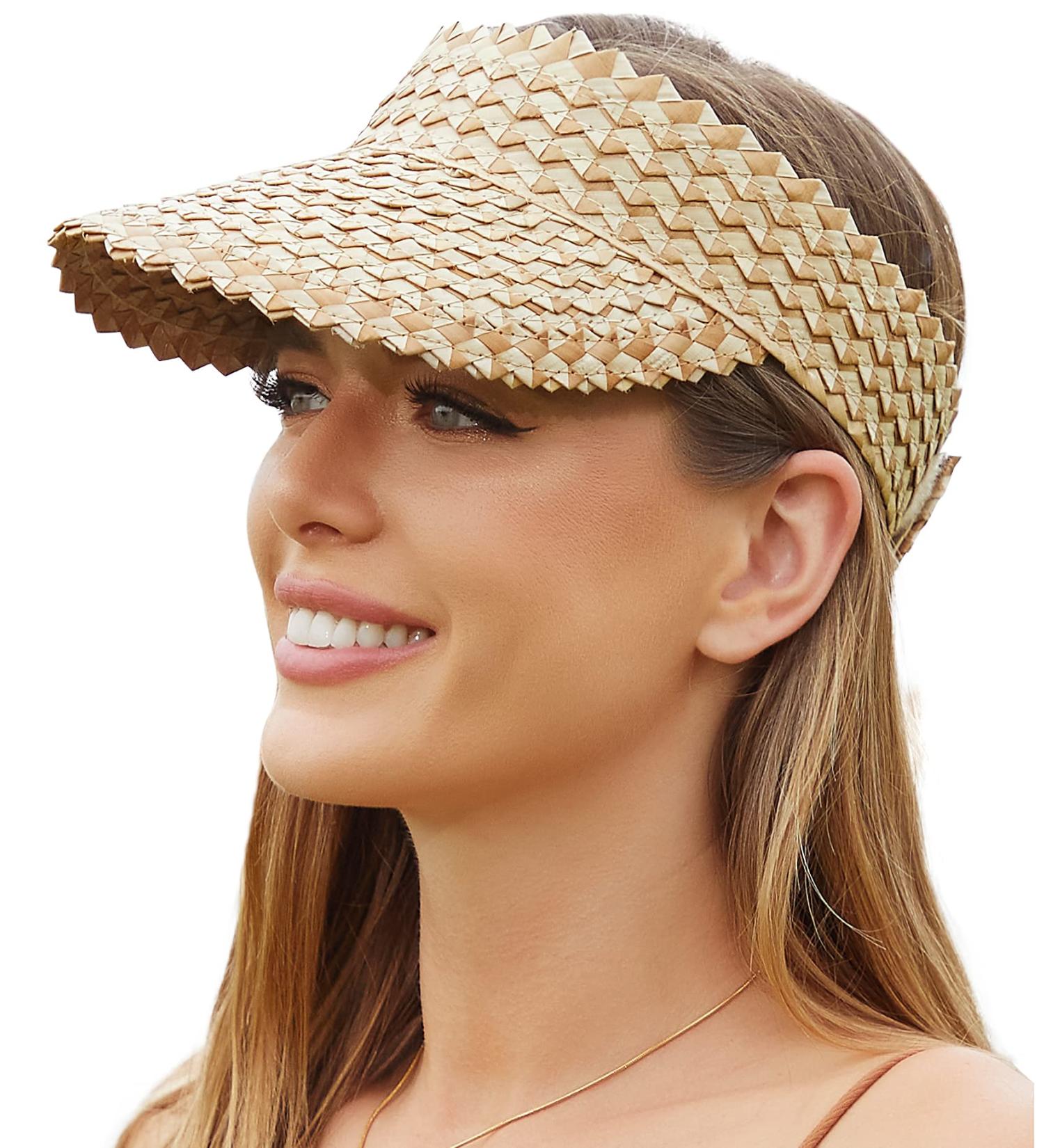 Women's Hand-Woven Straw Sun Visors - Stylish Beach Hats for Sun Protection - Buy Online on SooperMarket.com