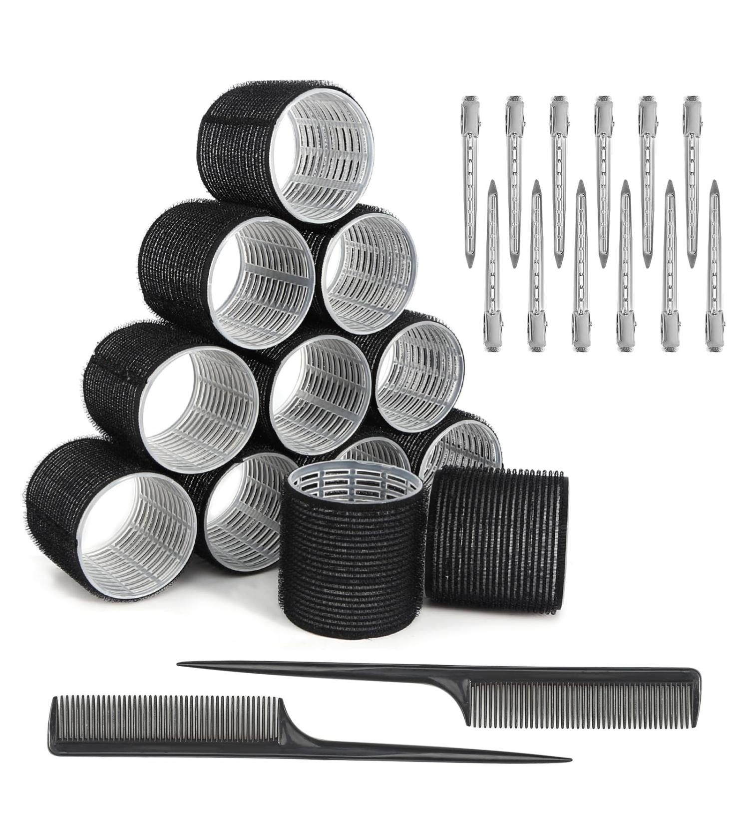 Curlers Large Curls Set - 26 Piece Self-Adhesive Rollers & Clips for Heatless Styling - Ideal for Long, Medium, Short Hair - Buy Online on SooperMarket.com
