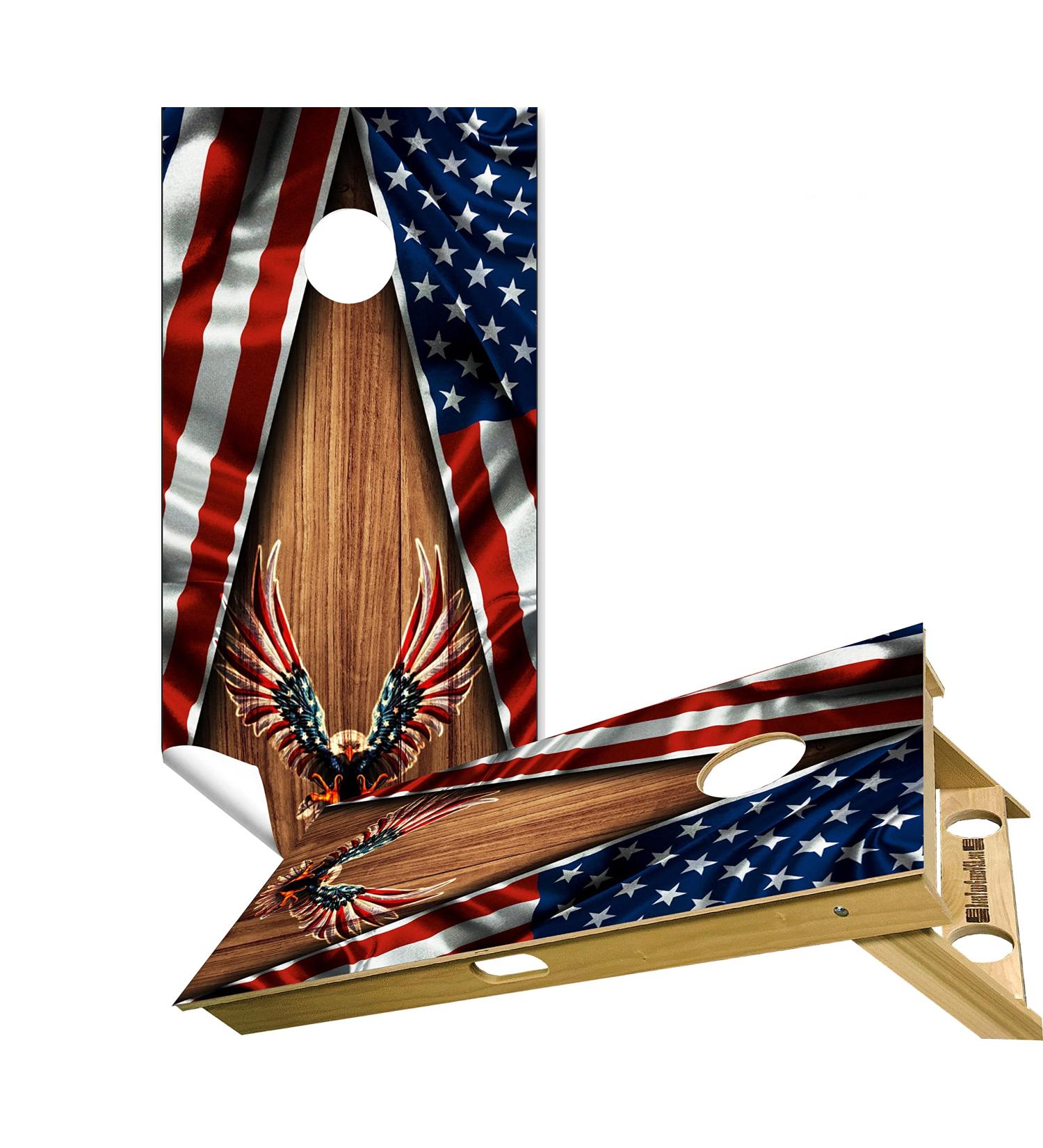 American Eagle Beer Pong Toss Cornhole Board Wraps - Set of 2 | Cornhole Decals for Boards | Cornhole Skins (Wraps Only) - Buy Online on SooperMarket.com