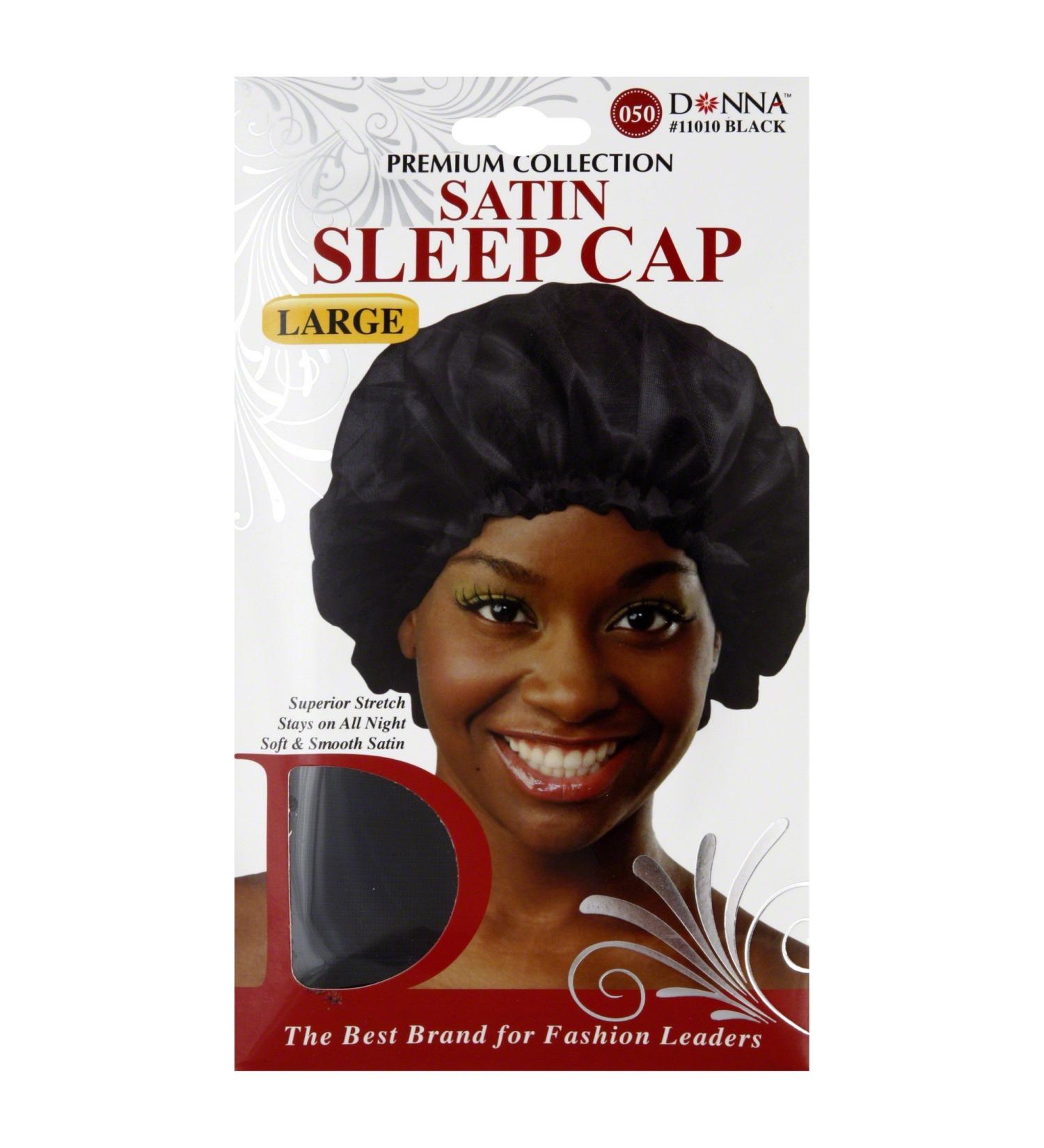 DONNA 11010 BLACK SATIN SLEEP CAP LARGE- 1 Count (Pack of 1)