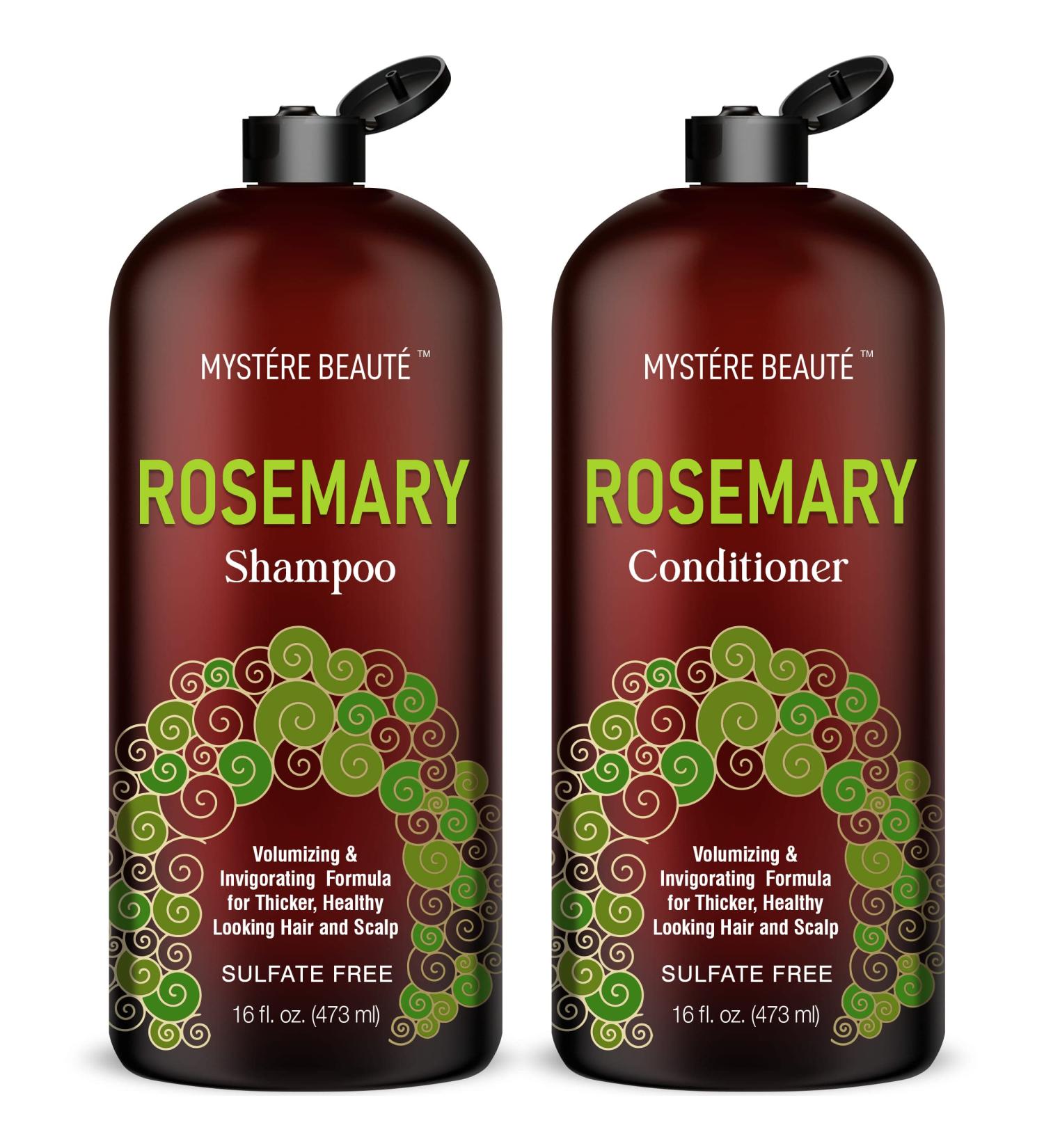 Mystere Beaute Rosemary Shampoo and Conditioner Set - Promotes Hair Growth & Scalp Health - Volumizing Formula - Sulfate & Paraben Free - 16 fl oz each - Buy Online on SooperMarket.com