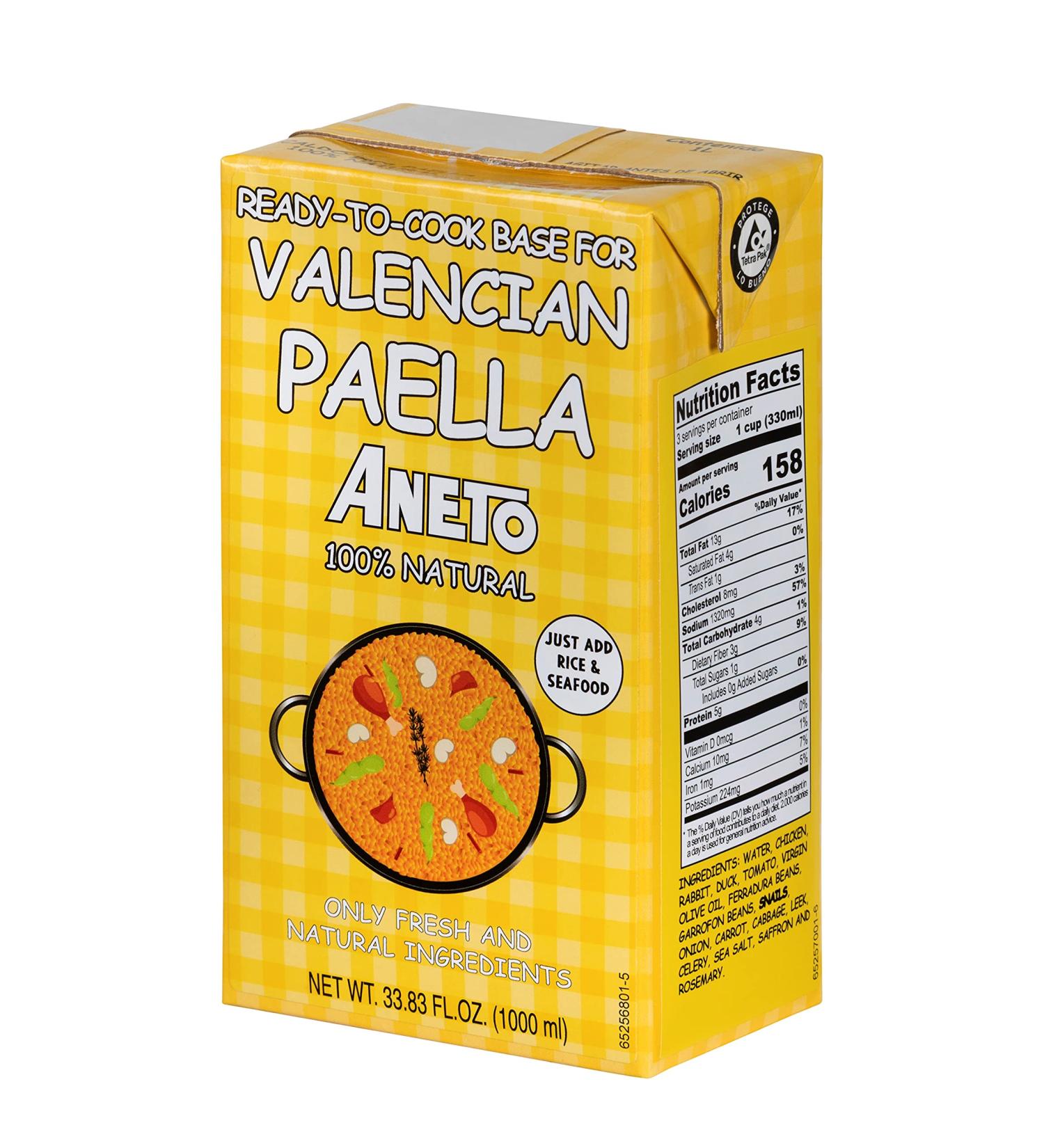 Aneto Valencian Paella Cooking Base Broth 33.83 Fl Oz - Authentic Spanish Flavor Boost for Perfect Paella - 1 Pack - Buy Online on SooperMarket.com