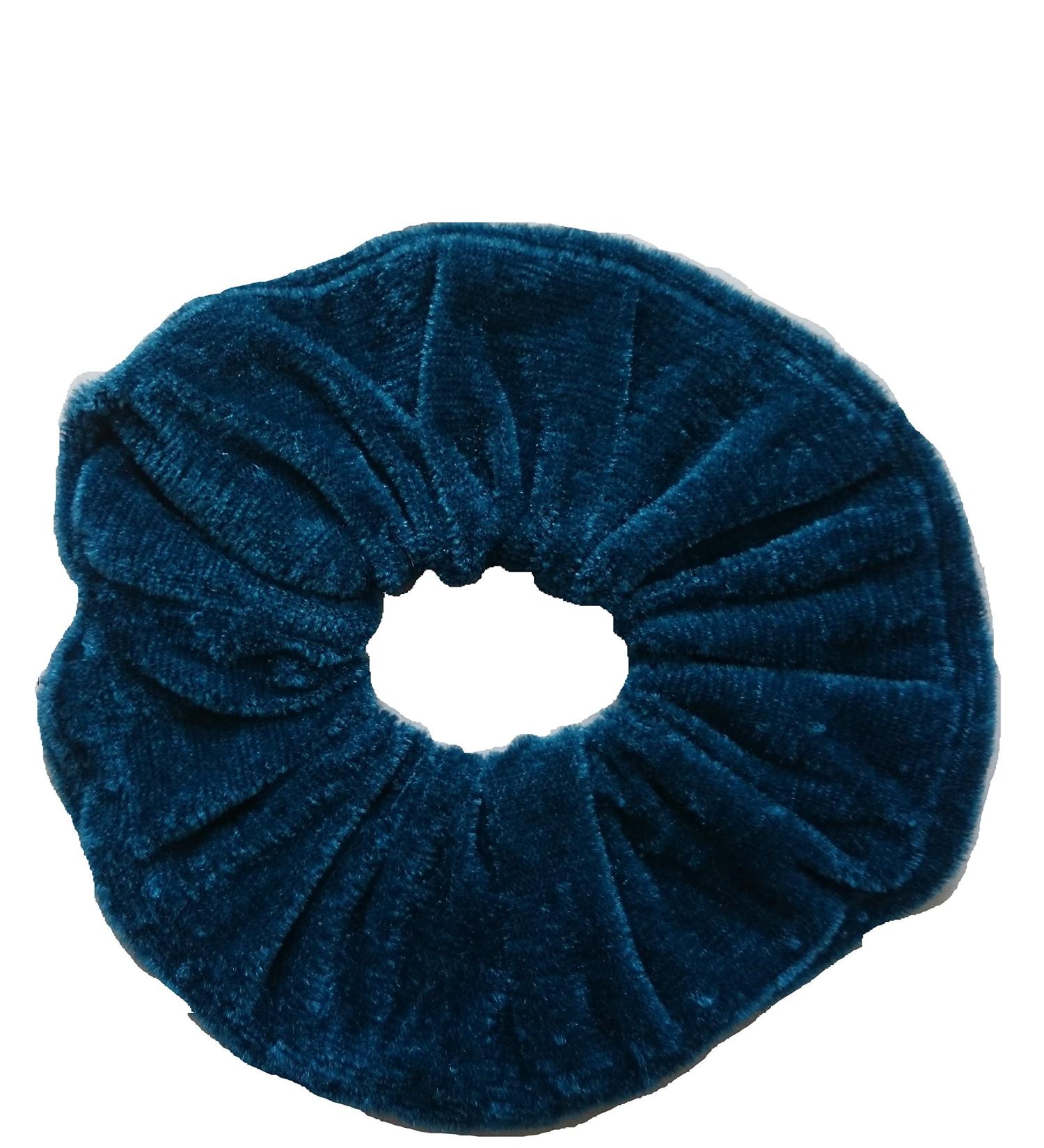 AADYA Pair of Extra Large (15CM) Velvet Hair SCRUNCHIES Elastic Scrunchy Hair BOBBLES (26 Choice of Colors) (Teal Blue)