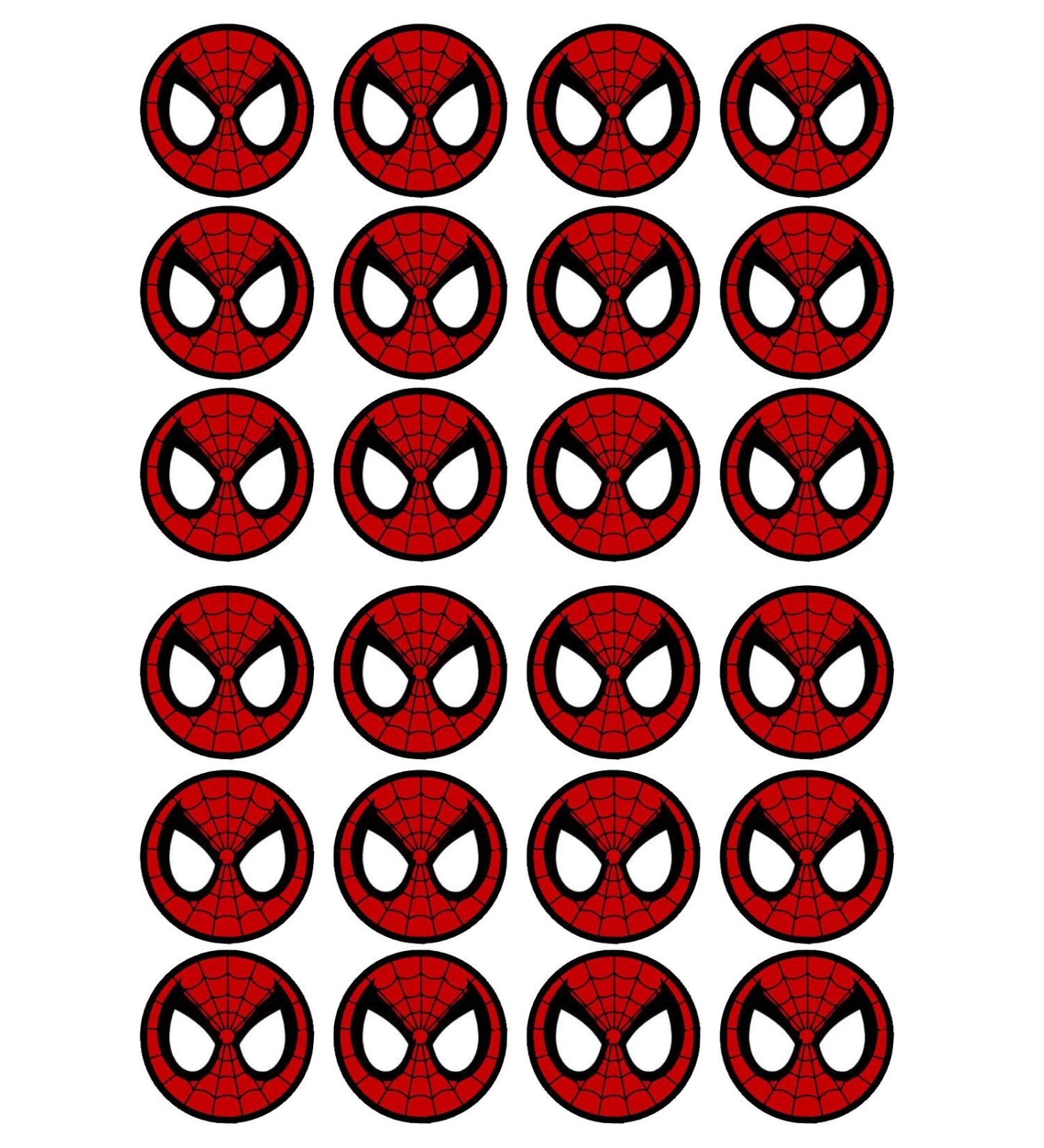 24 PRECUT Spiderman Theme Edible Cupcake Toppers - Premium Thickness SWEETENED Vanilla - Wafer Card disc Cake Decorations