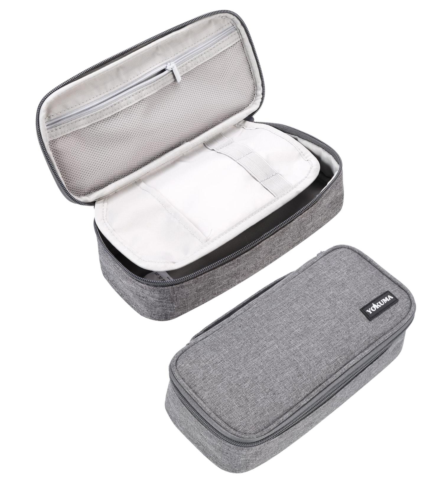 YOKUMA Pencil Case Large Capacity Pencil Pouch Aesthetic Zipper Pencil Box Back to School Supplies for College Student Teen Adults Travel Essentials Electronic Cable Organize Grey - Buy Online on SooperMarket.com