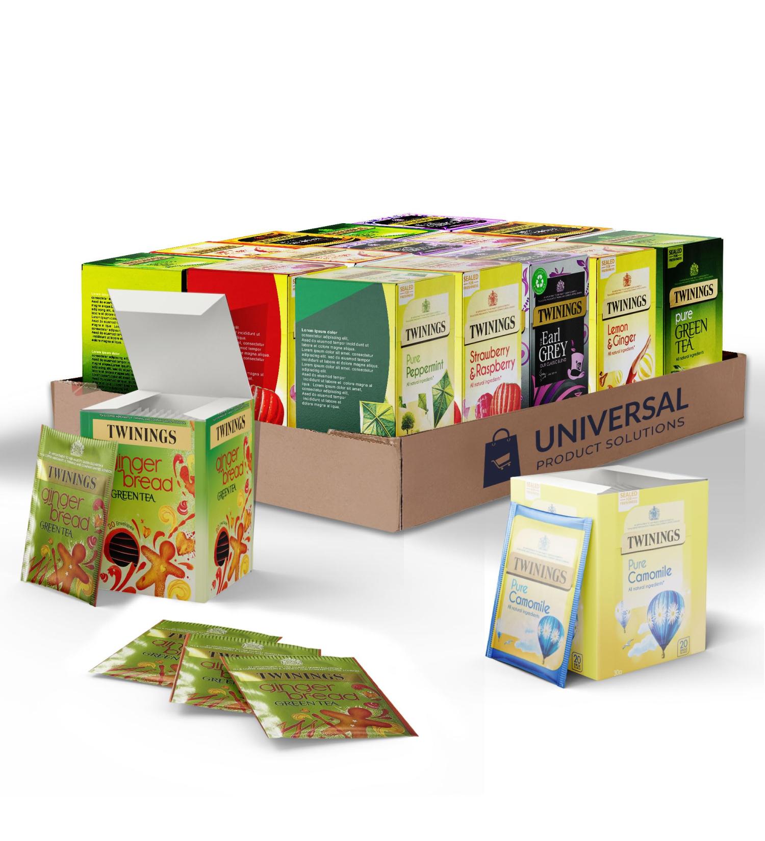 Universal Product Solutions Twinings Custom Enveloped Flavoured Tea Bags Pack | Pick 5 Choices and Receive 10 of Each | 50 Pack Green - Buy Online on SooperMarket.com