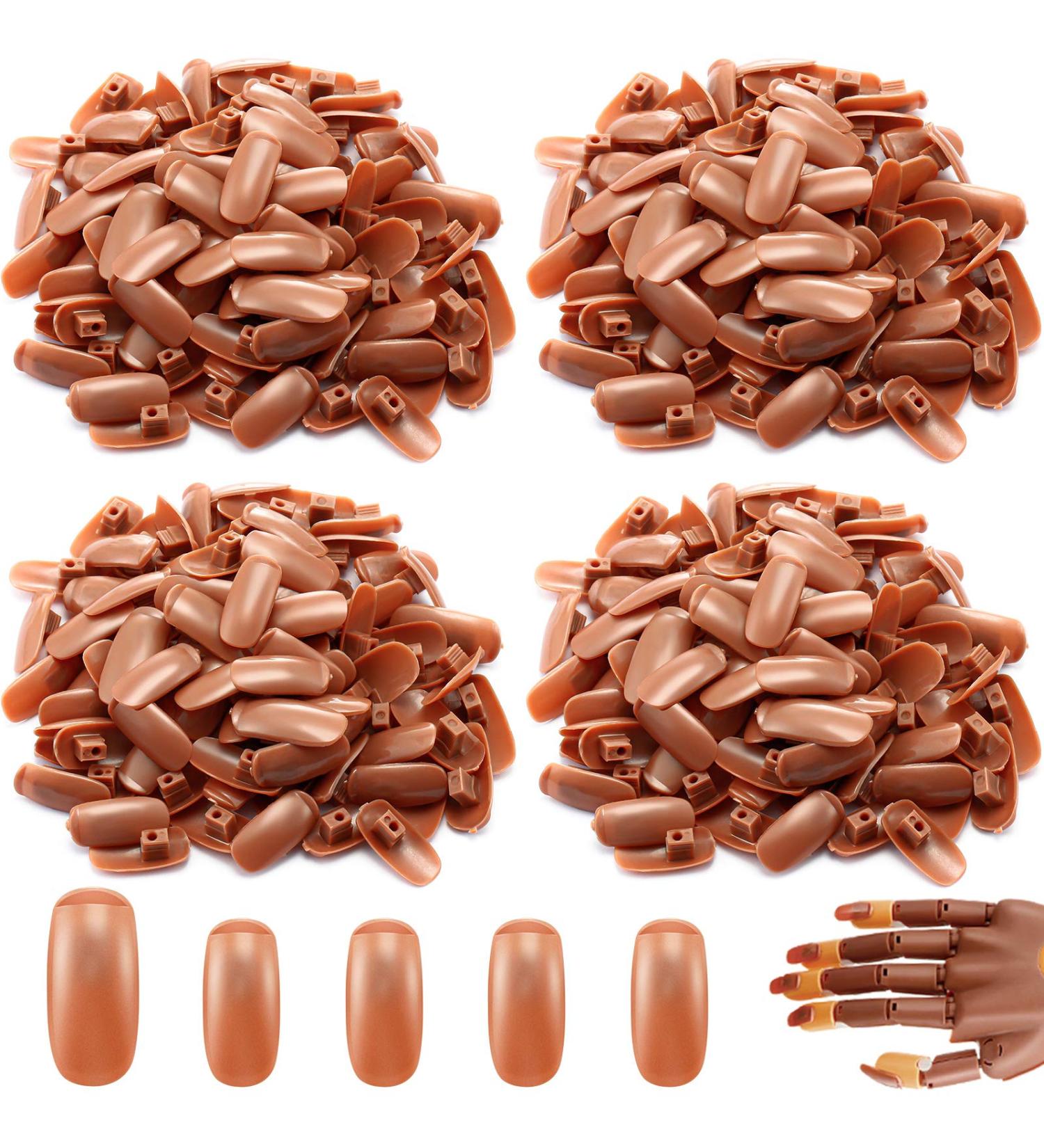 400pcs Brown Replacement False Nail Tips for Nail Training Hand Practice - DIY Manicure Supply - Buy Online on SooperMarket.com