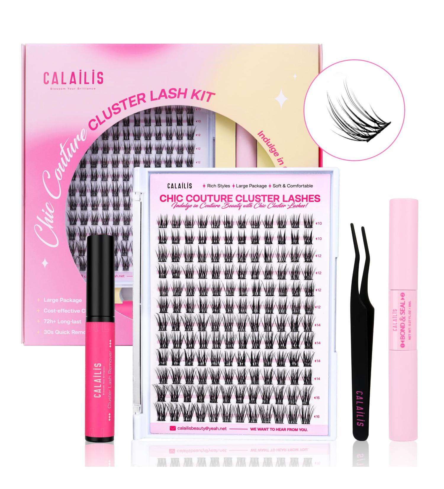 Calailis DIY Eyelash Extensions Set - 144 D Curl Individual Lashes with Adhesives Remover & Applicator | CDD03 Kit - Buy Online on SooperMarket.com