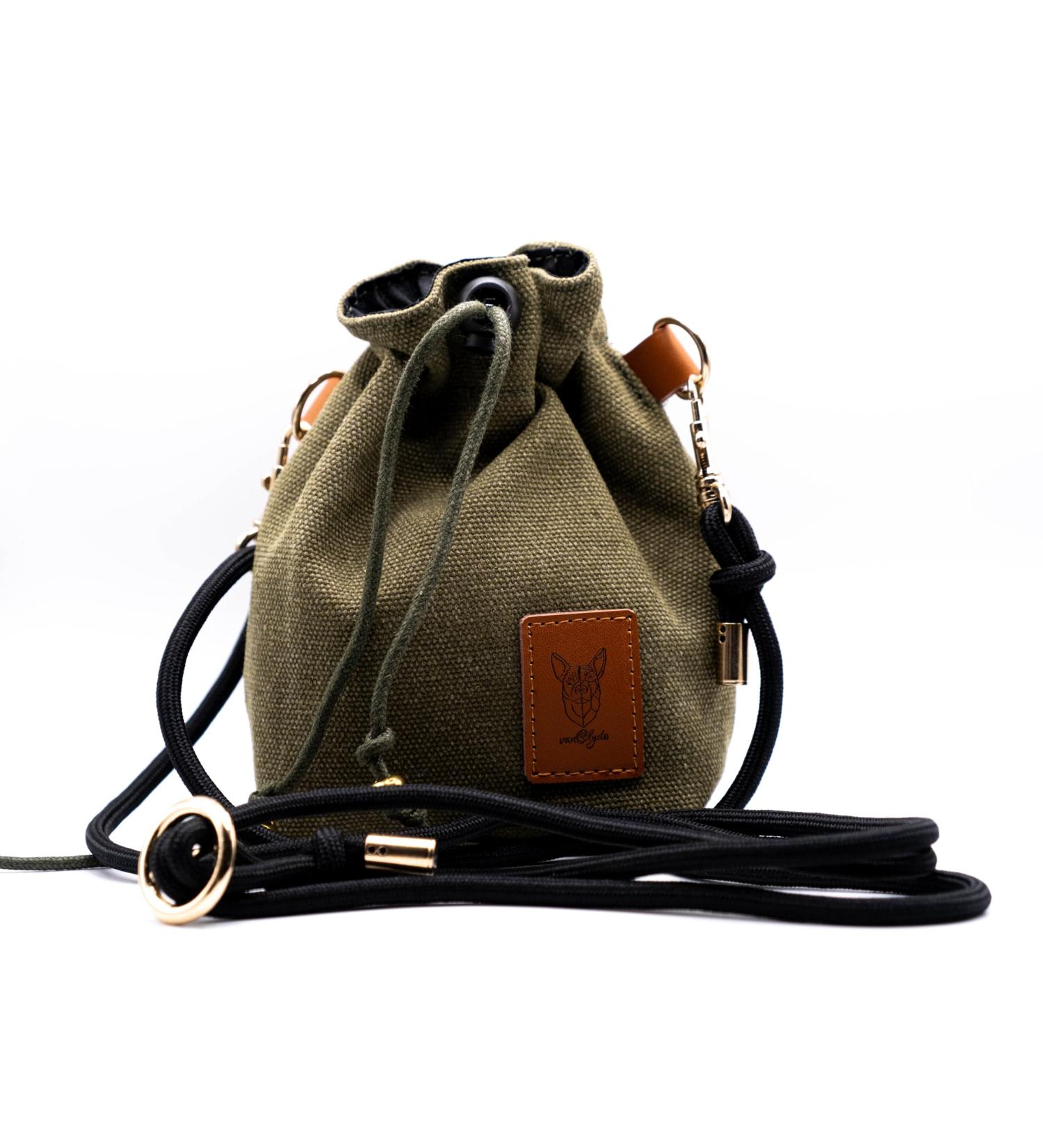 vanClyde Premium Dog Treat Bag - Canvas Food Bag with Belt Clip & Lanyard for Training & Travel Khaki - Ideal for Pet Owners - Buy Online on SooperMarket.com