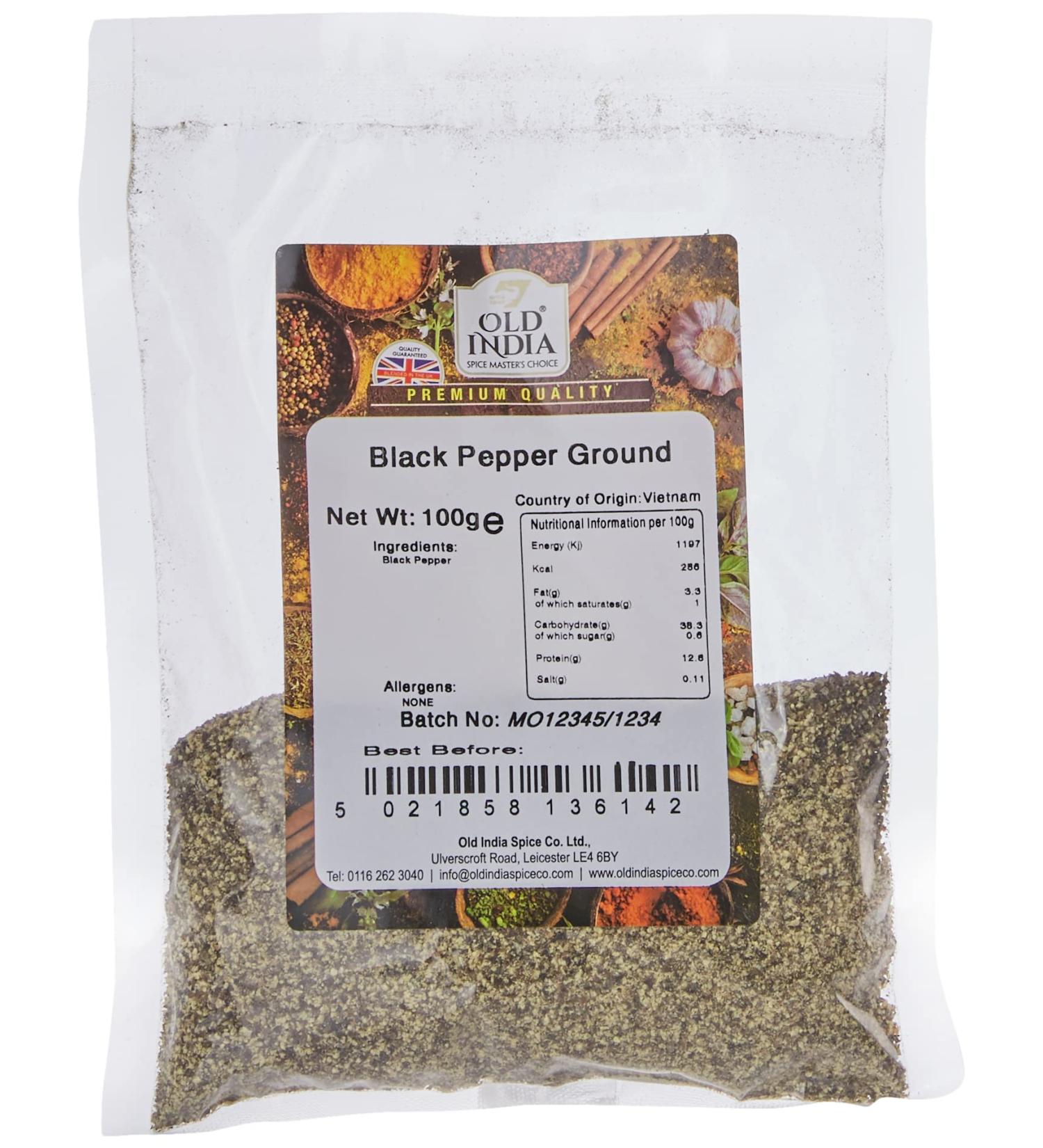 Old India Black Pepper Ground 100g - Premium Quality Spice (Pack of 1) - Buy Online on SooperMarket.com