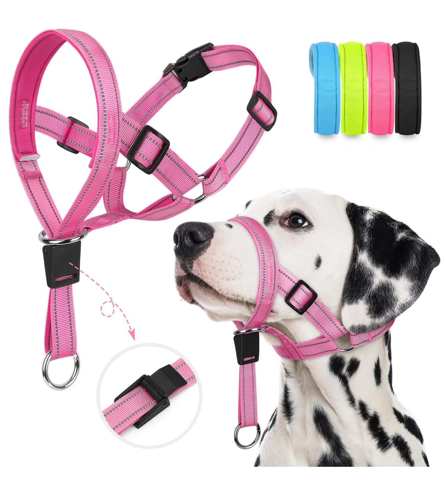 Adjustable Pink Dog Muzzle Halter for Strong Pulling - Weesiber Medium Size | No Pulling Leash Solutions - Buy Online on SooperMarket.com