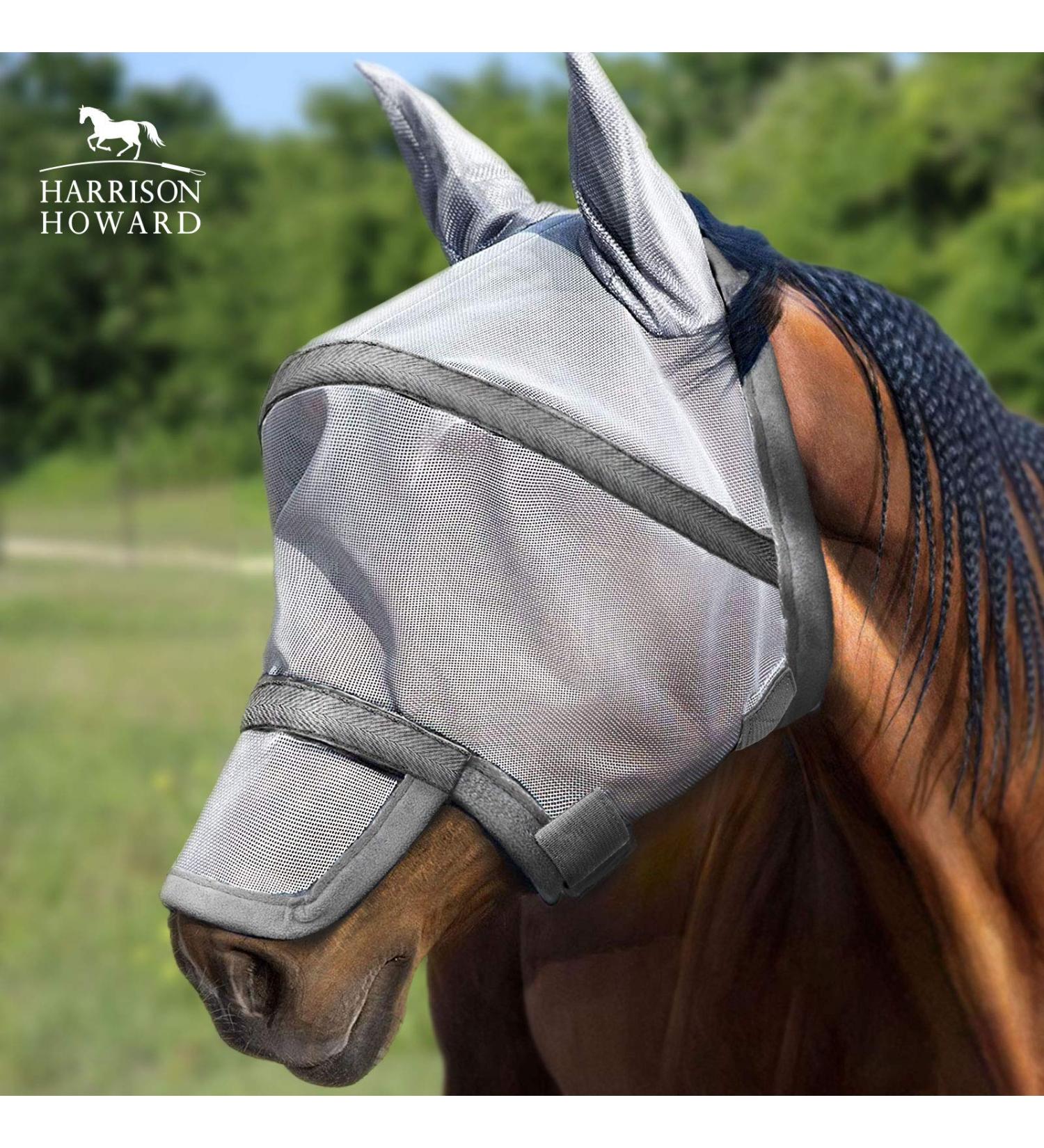 Harrison Howard Maskology Supreme Horse Fly Mask - Stellar UV Protection - Full Size Grey - Buy Online on SooperMarket.com