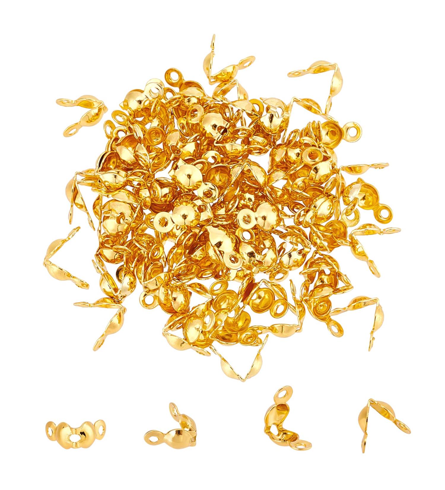 CHGCRAFT 100pcs 304 Stainless Steel Bead Tips Golden Calotte Ends for Jewelry Making DIY - 8x4mm - Buy Online on SooperMarket.com