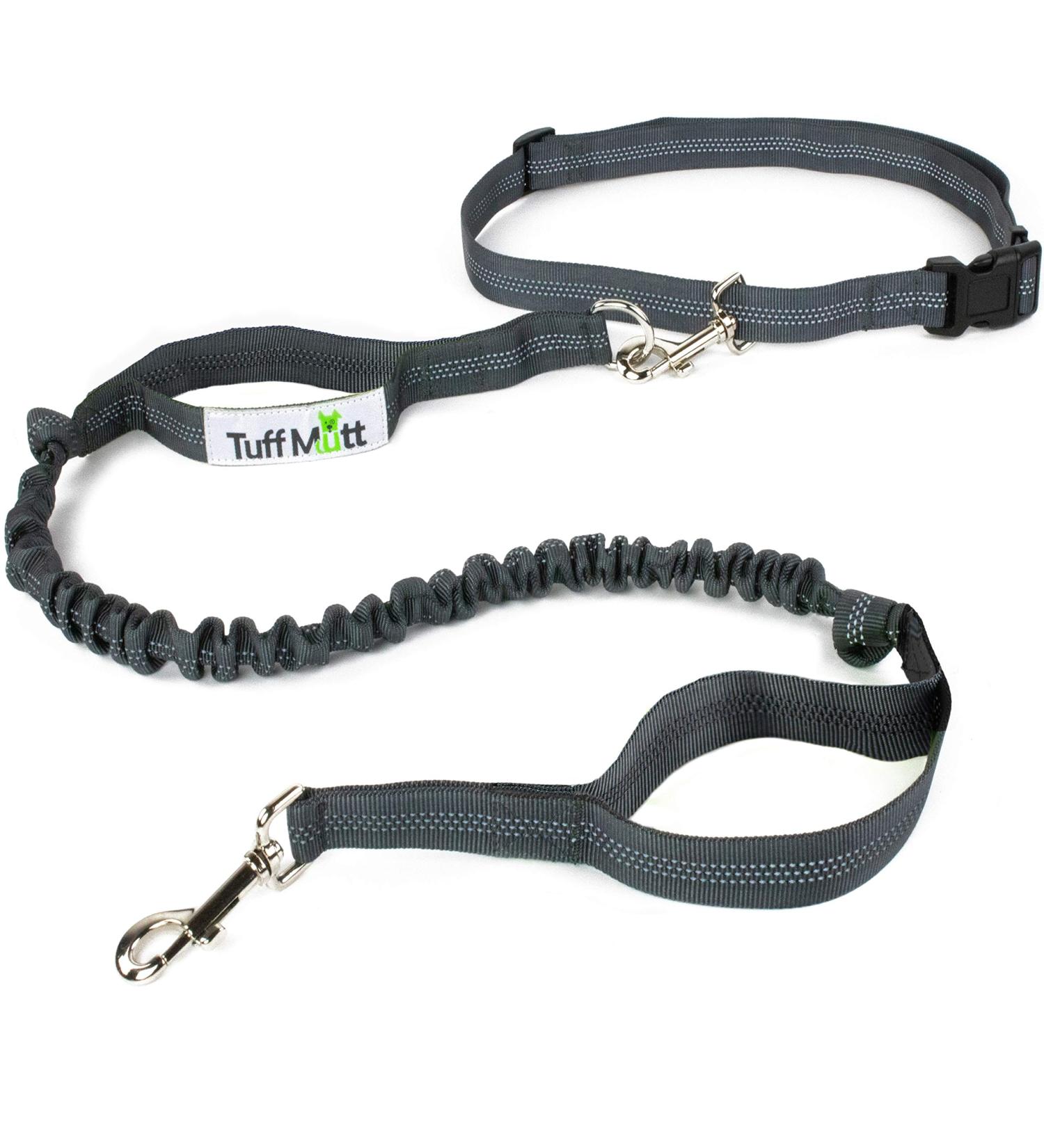 Tuff Mutt Hands Free Dog Leash A Dog Running Leash for Dogs That Makes A Great Waist Leash for Dog Walking Double Handle Bungee Dog Leash with Reflective Stitching and Adjustable Dog Walking Belt Gray - Buy Online on SooperMarket.com